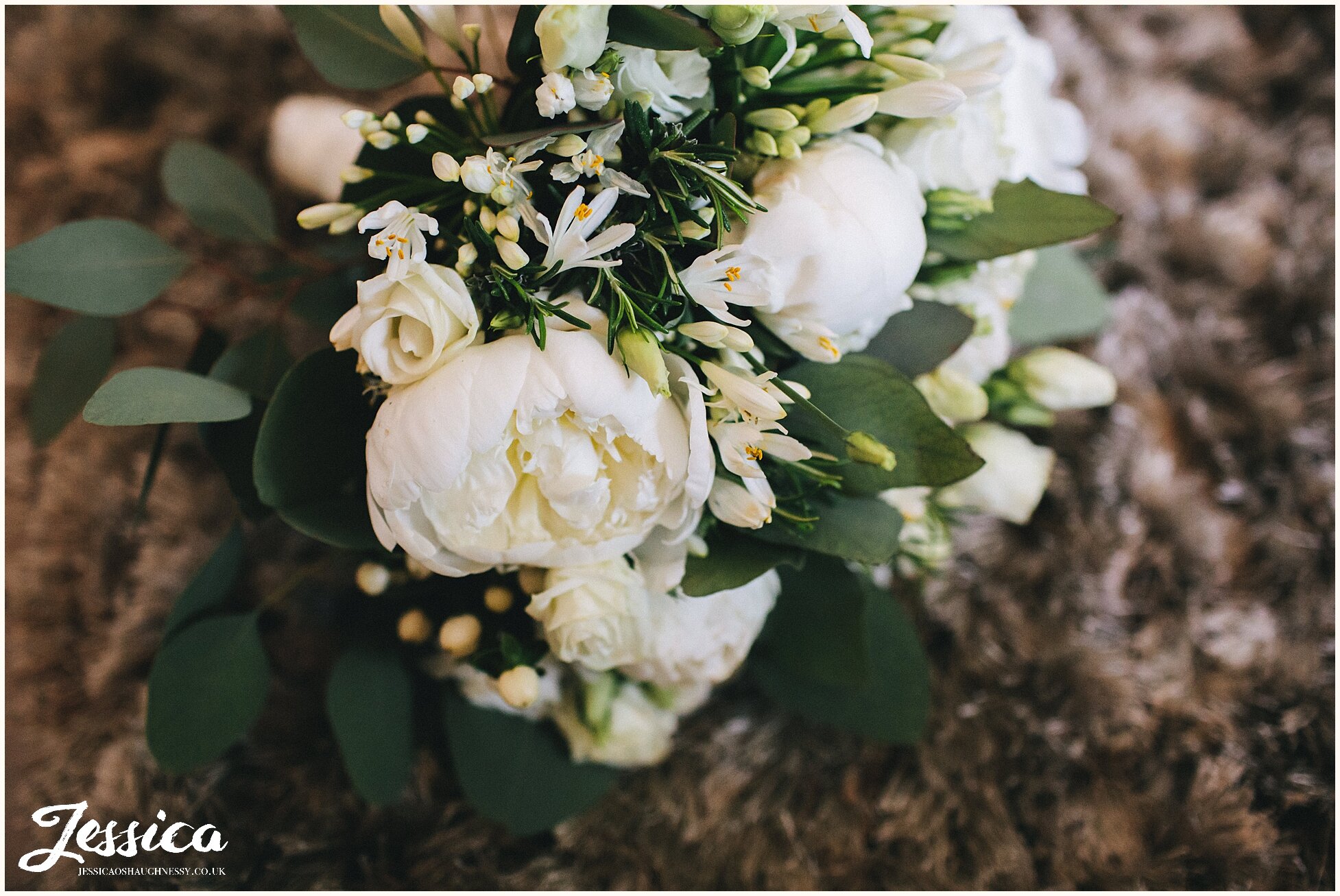 ivory &amp; eucalyptus bouquet for the bride