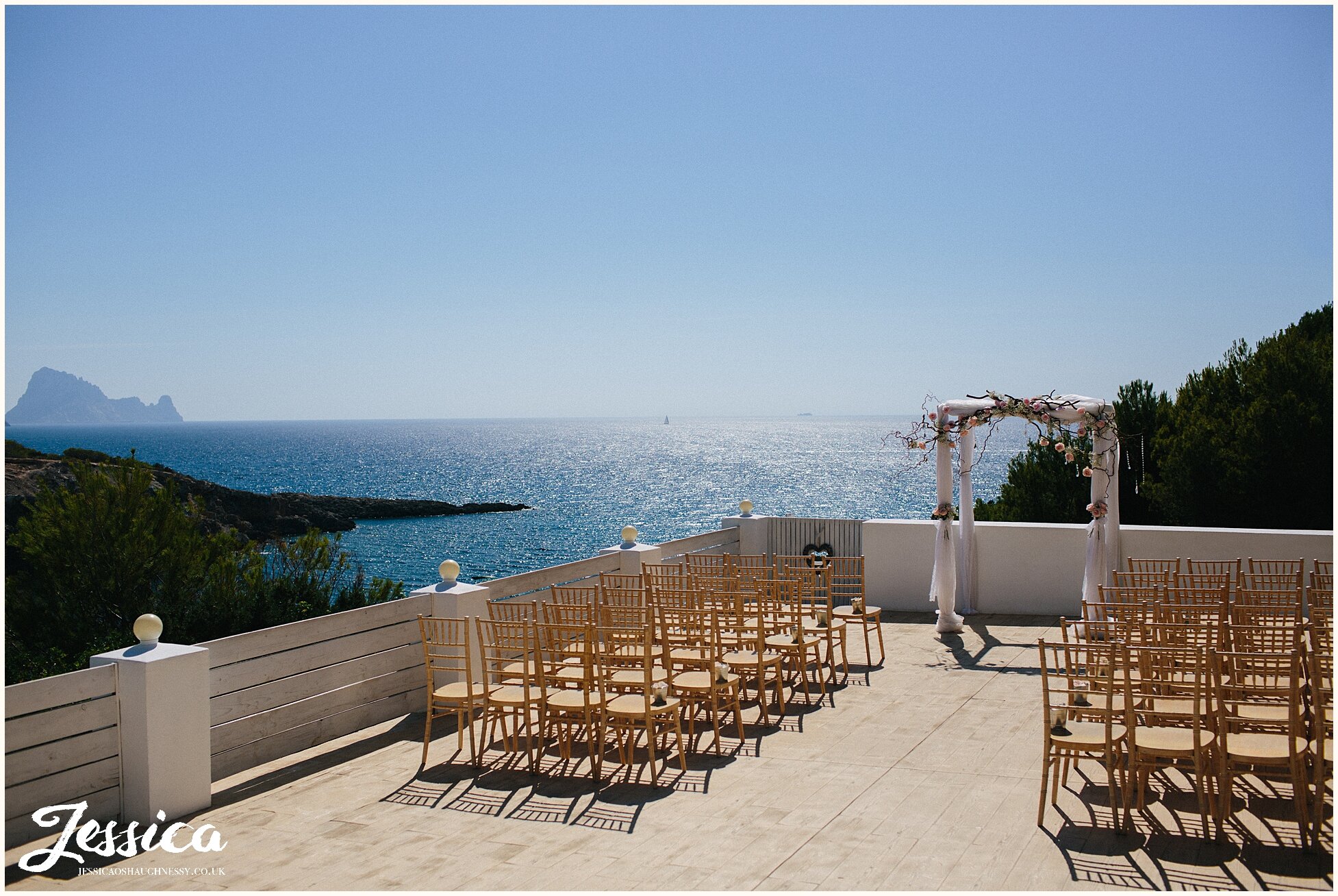 views of the bay from ceremony at Elixir in Ibiza