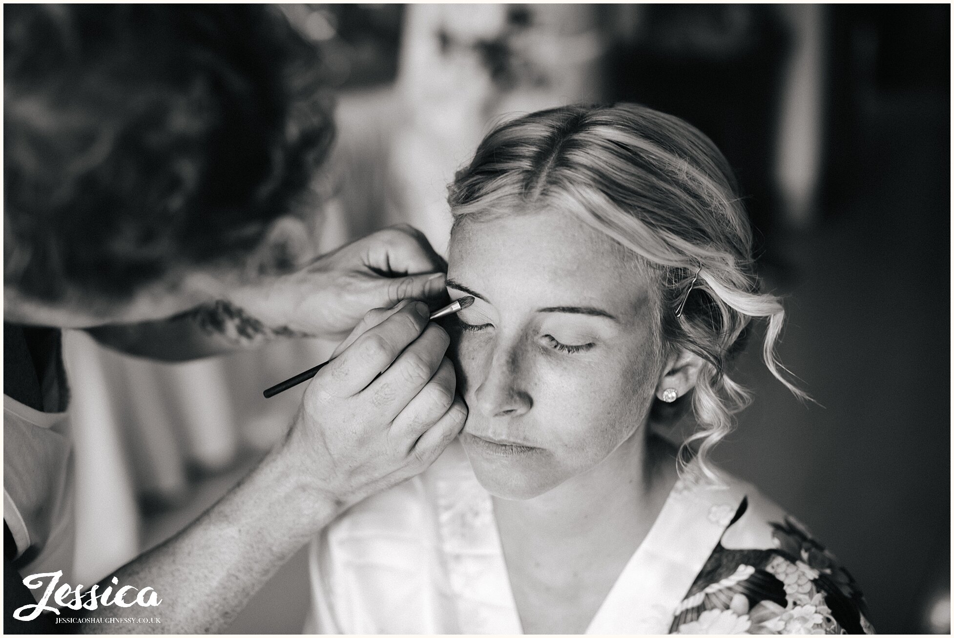 bride having her makeup done at the Grand Palladium Palace in Ibiza