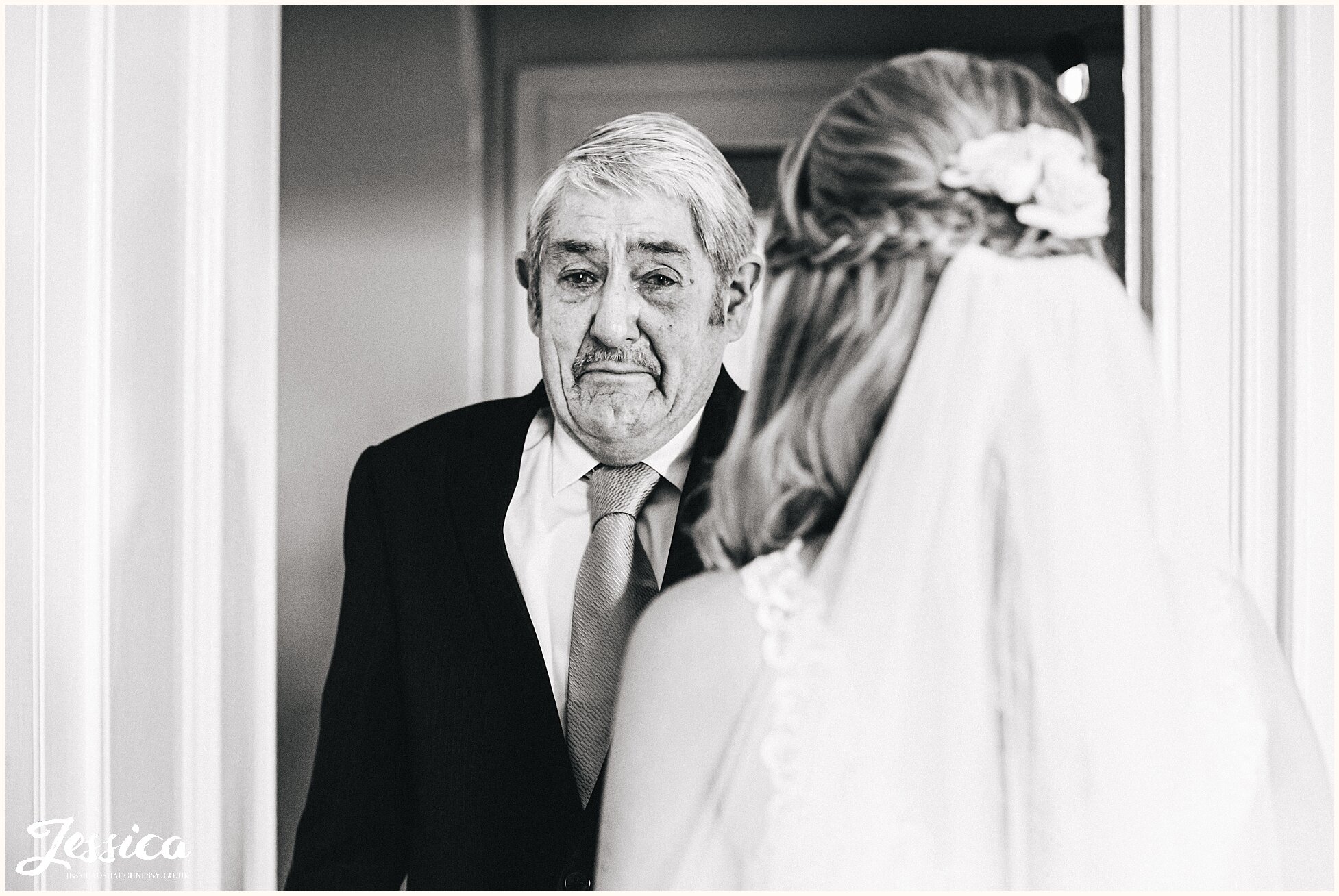 the brides granddad cries after seeing his granddaughter as a bride for the first time