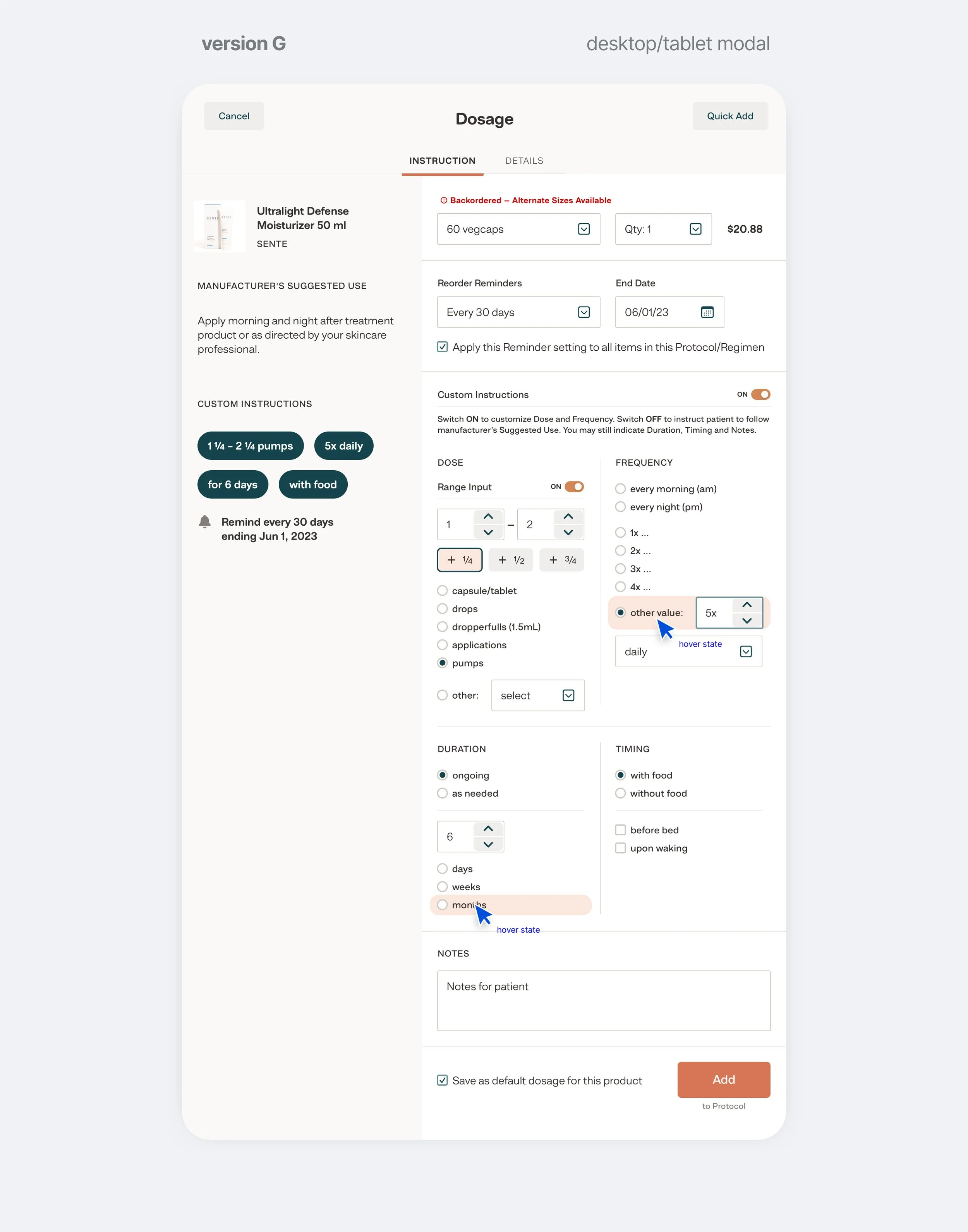 Version G: Return of Presets, A Miss on Range & Fractionals, and the Sidebar