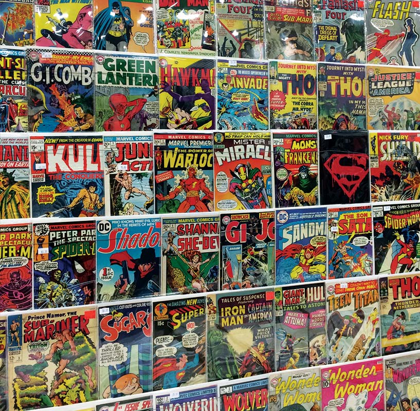 Walls and walls of comics books. 