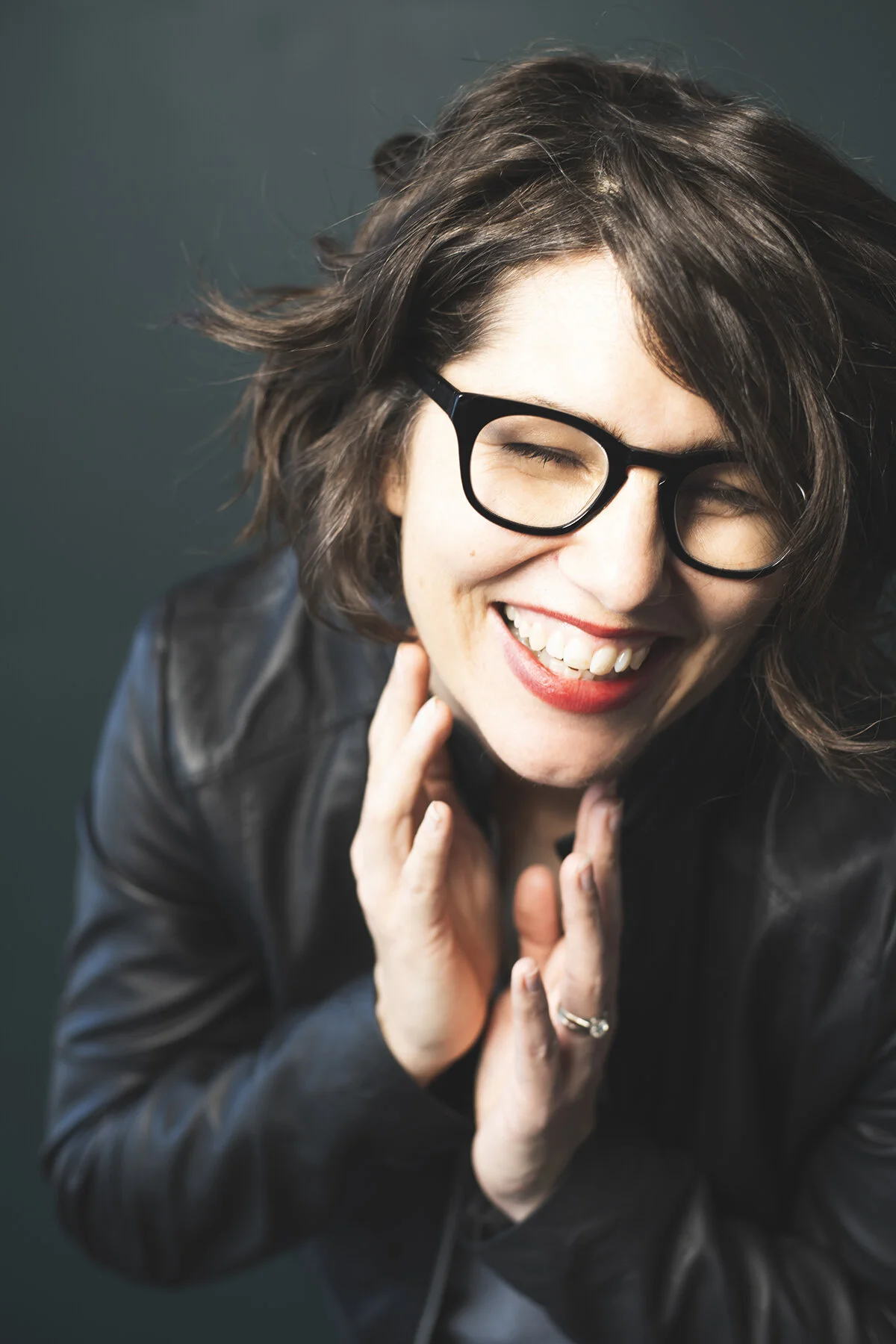 on the other side of the lens