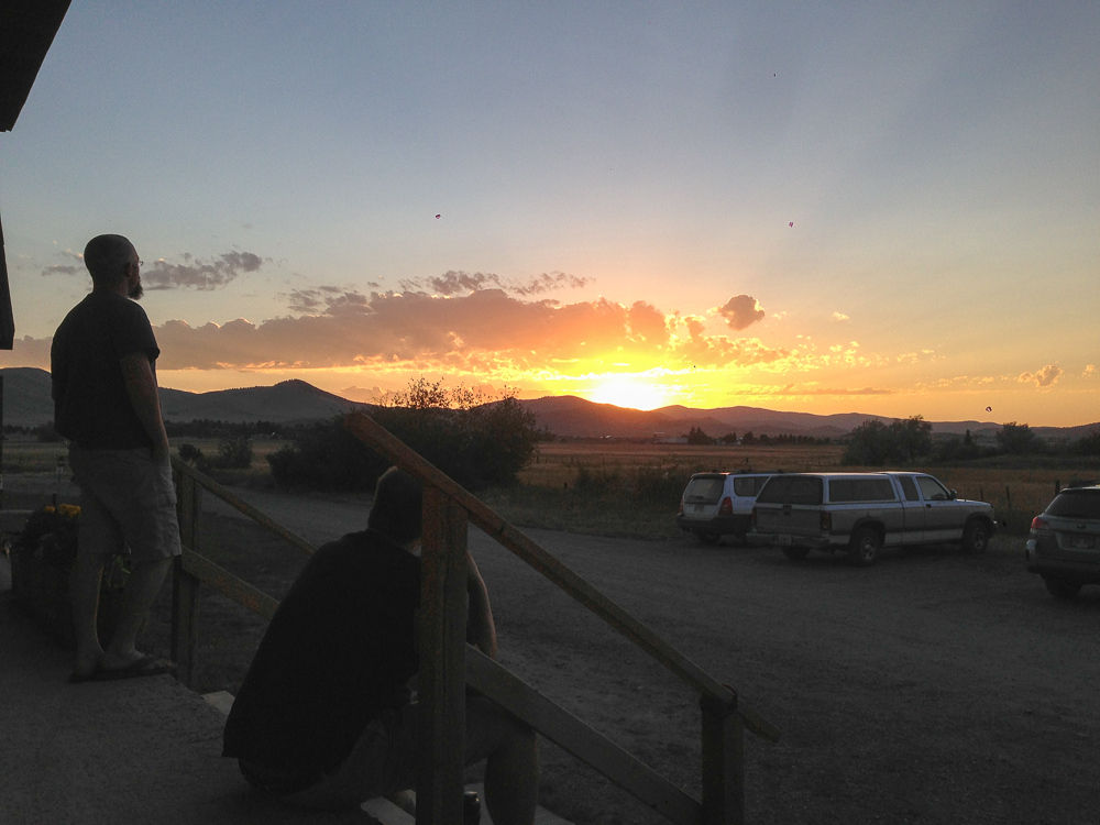 The sunsets from the porch of the summer studio stop everyone in their tracks.