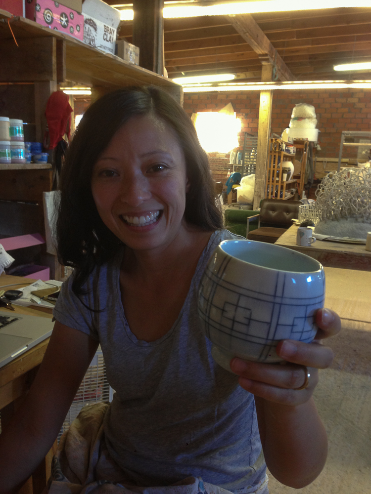 One of the great things about being at the Bray are the trades! Here's a Steve Lee tea bowl we acquired. It was just one among many new pieces we brought home this summer,