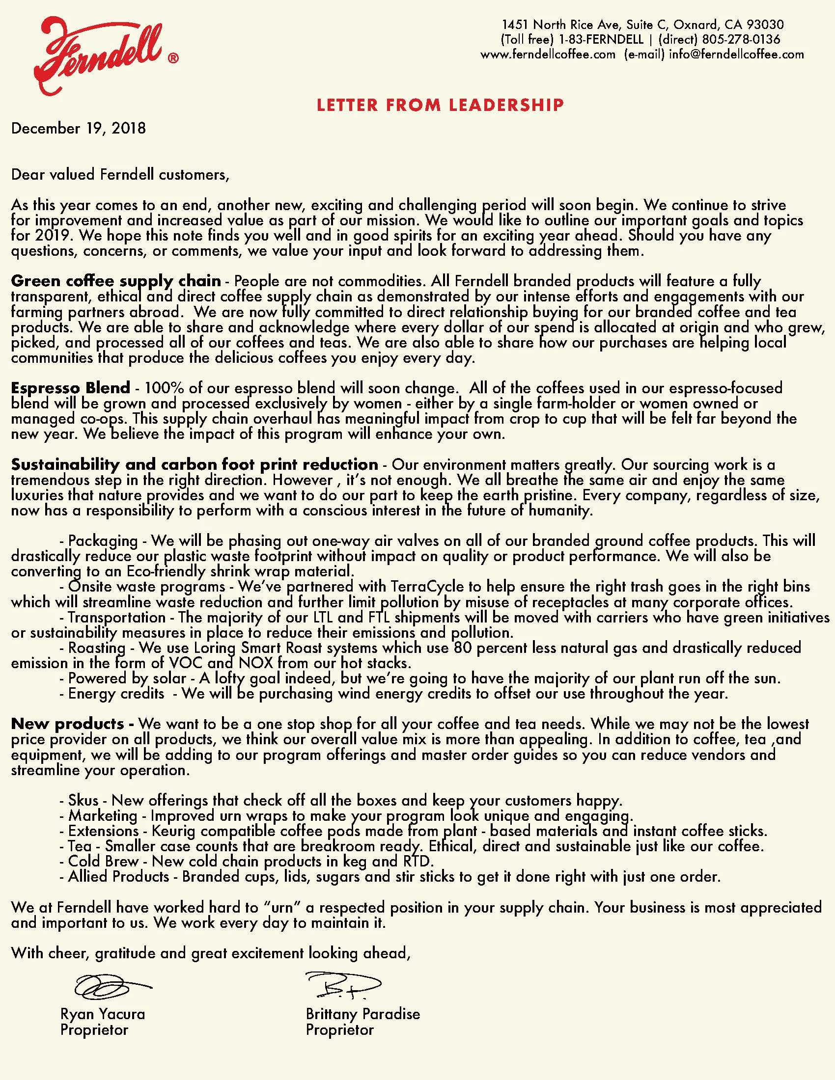 Read Our 2019 Letter From Leadership