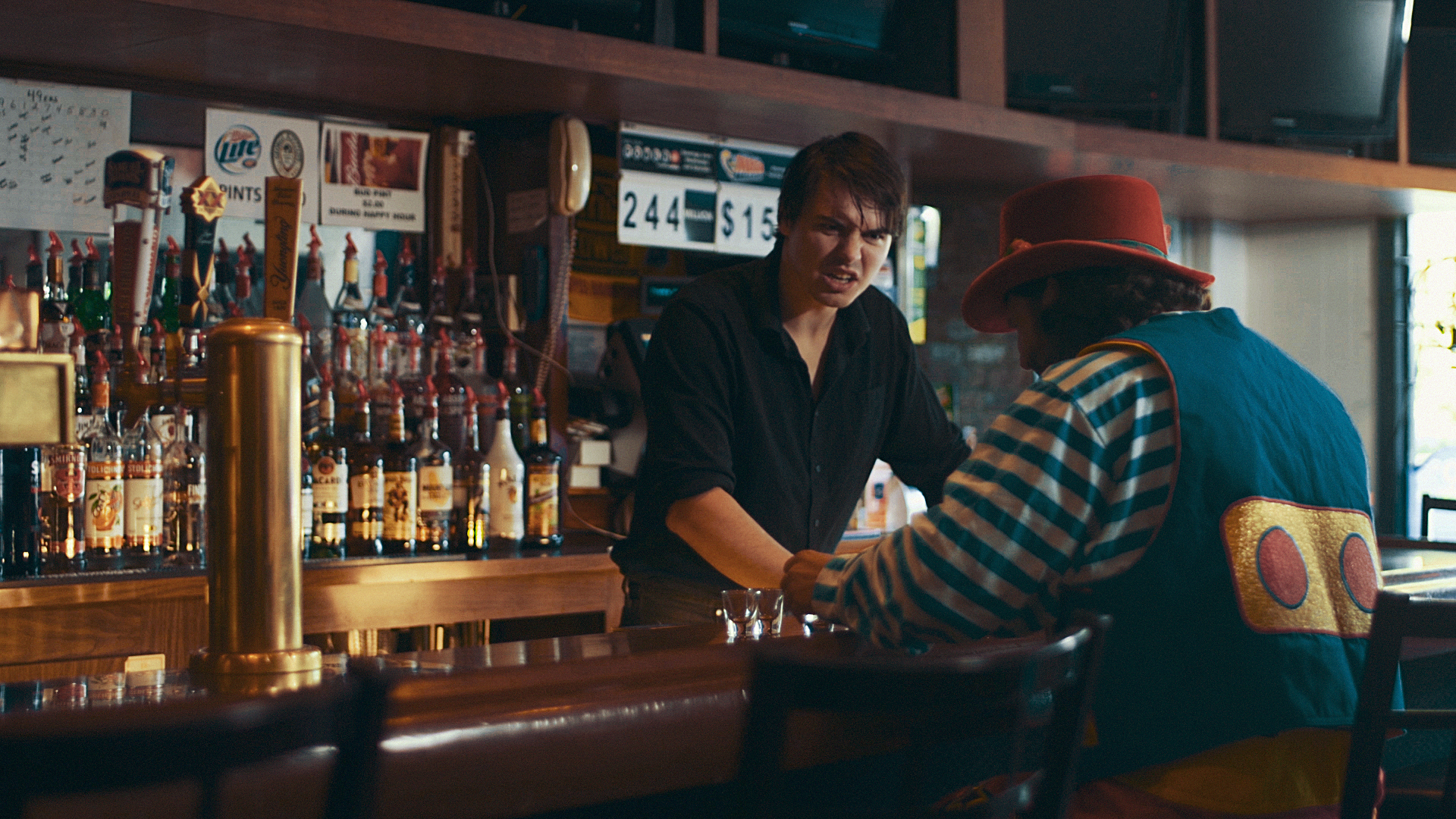Even clowns need an afternoon drink from time to time.