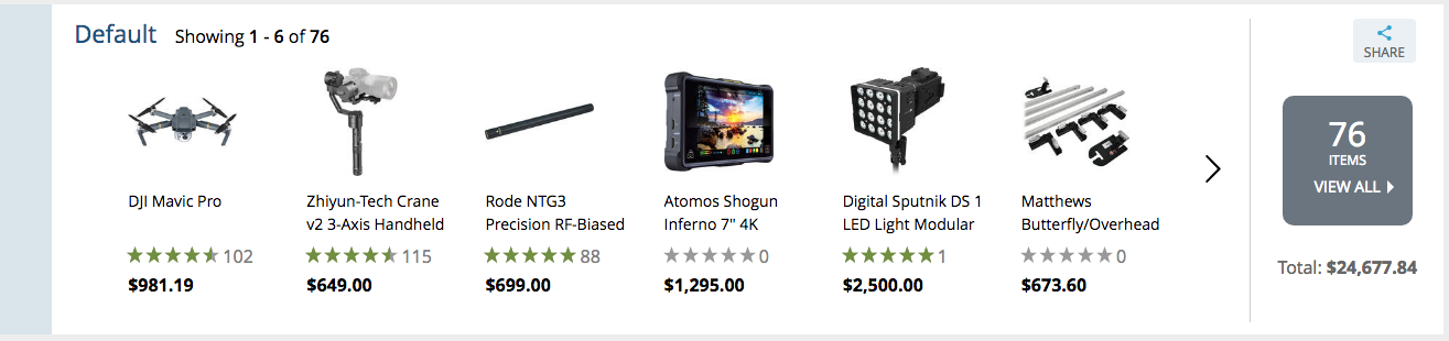 My first of three large B&H wishlists