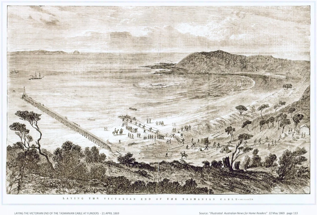 Laying the Victorian end of the Tasmanian Cable.jpg