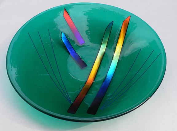 Teal and rainbow dichro bowl 15 inch.jpg