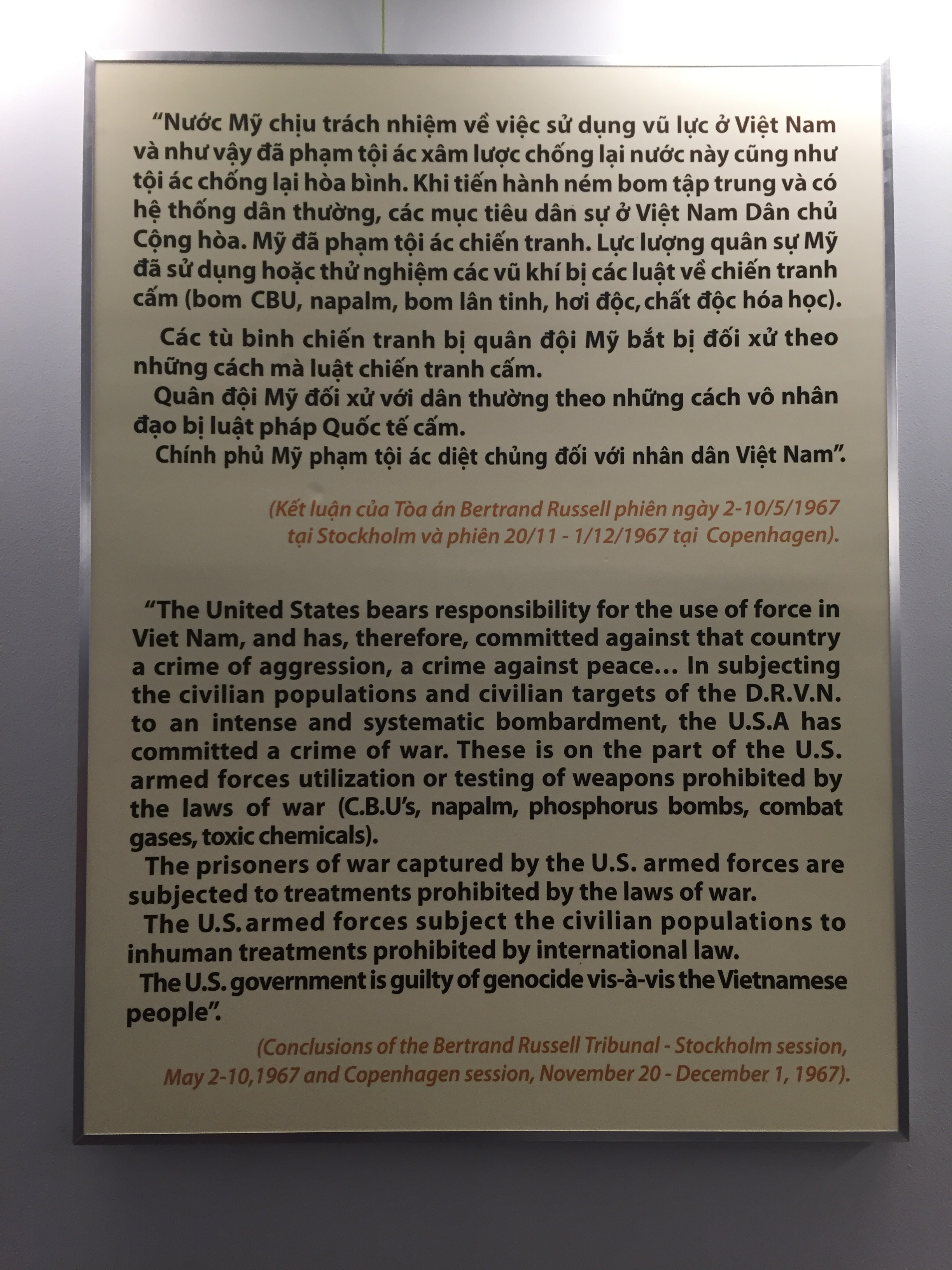 Documentation at the War Remnants Museum