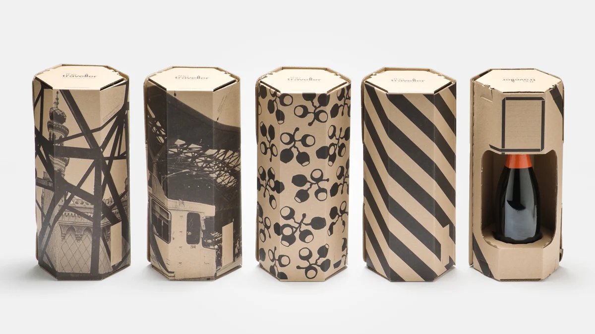 THE TRAVELLER | POST-SAFE WINE PACKAGING Innovation research, Packaging design with innovation patent, Brand development, Production management & sourcing w ww.postthetraveller.com