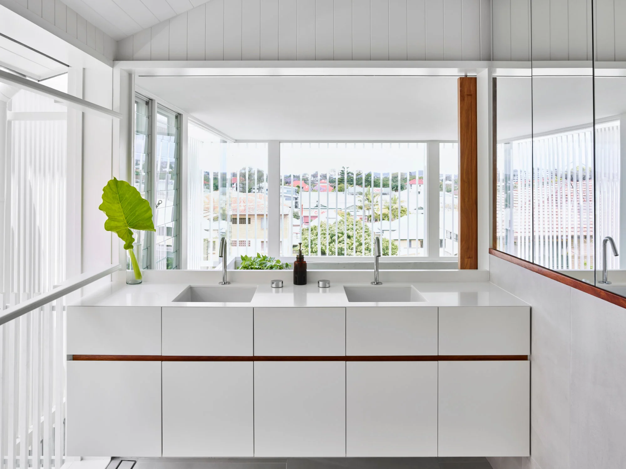  The master ensuite bathroom design reflects a simplistic approach to interior architecture in New Farm Brisbane  