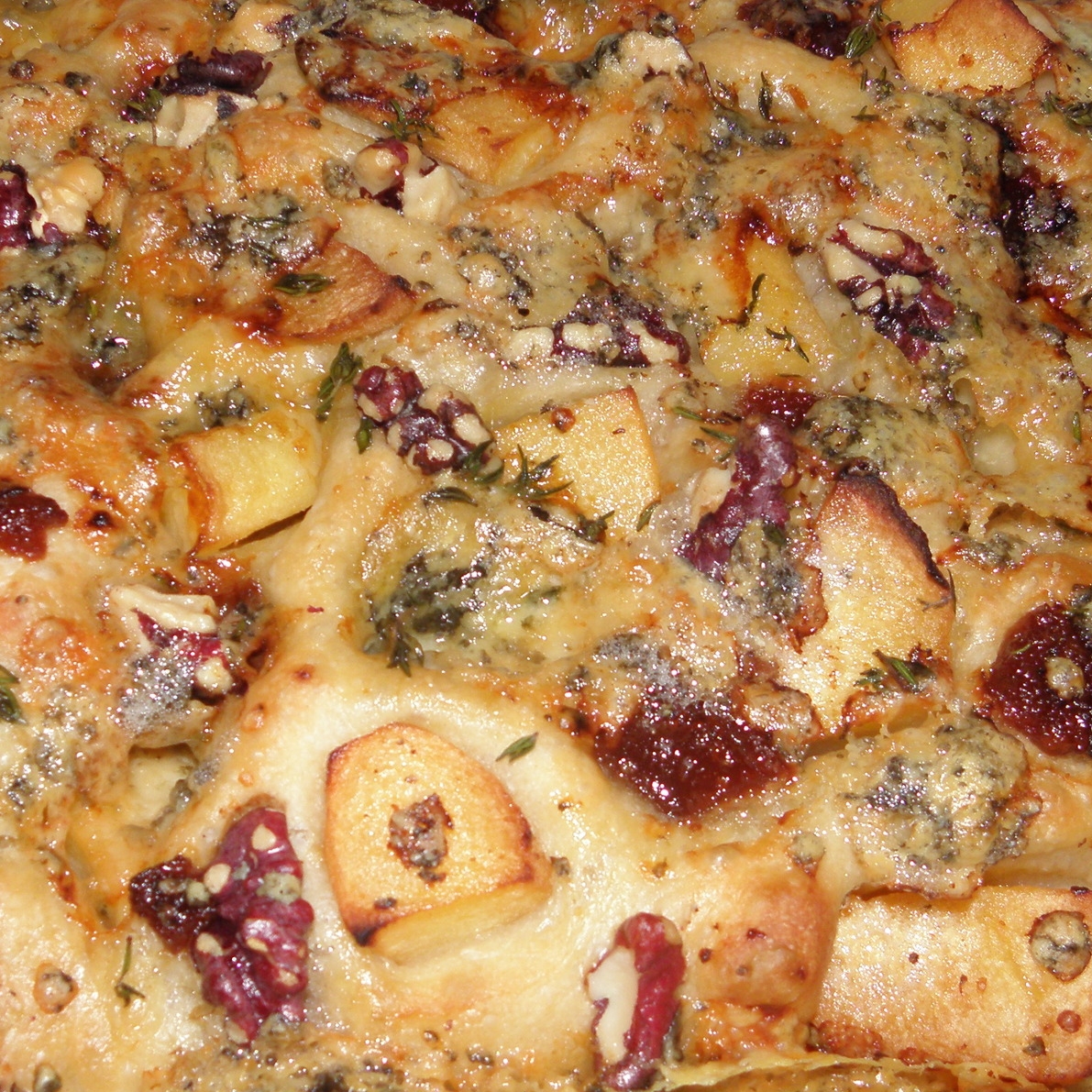 Stilton and quince focaccia