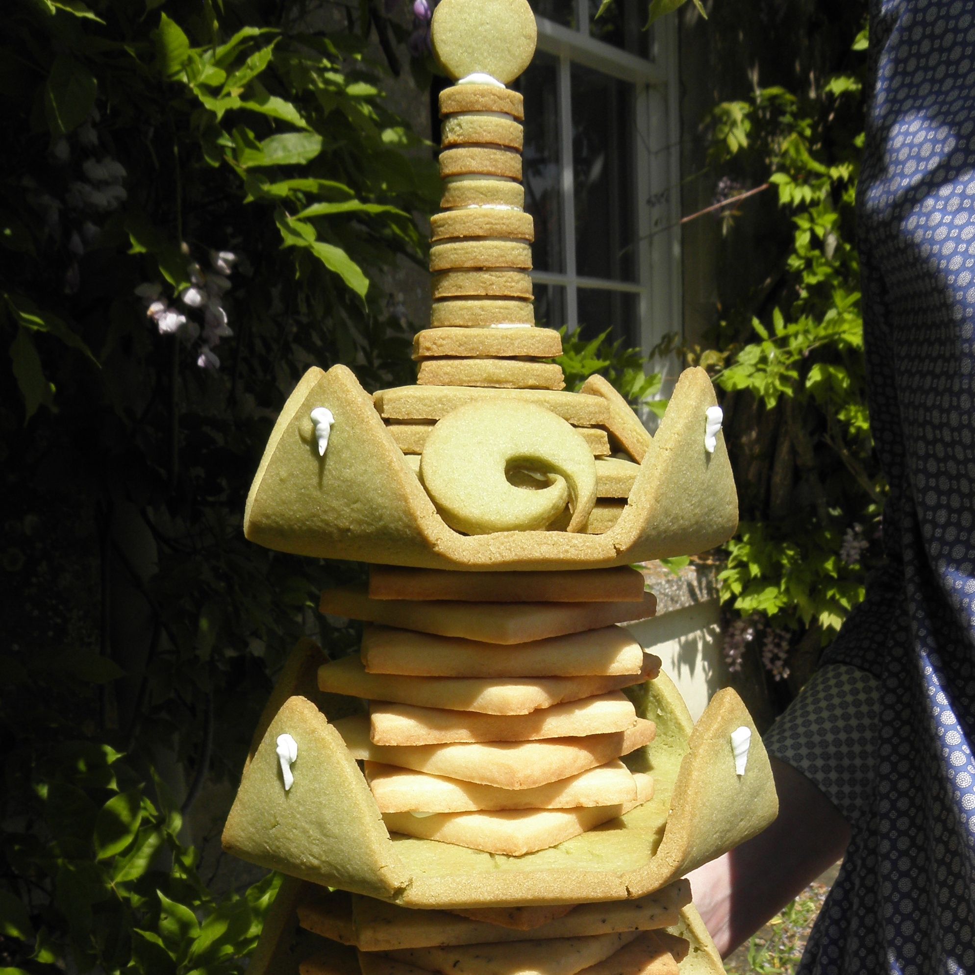 Japanese tea biscuit tower
