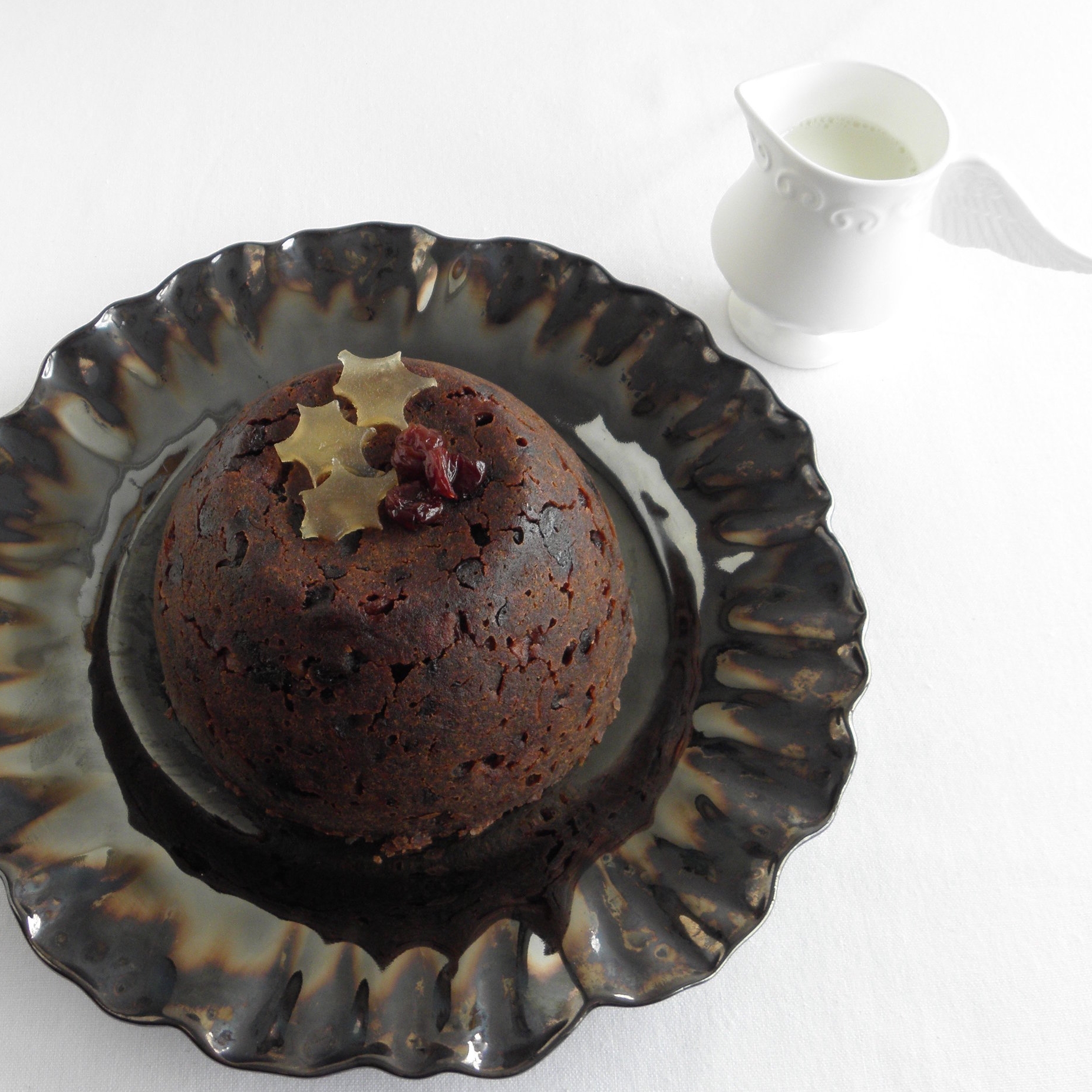 Rhubarb and Armagnac plum pudding