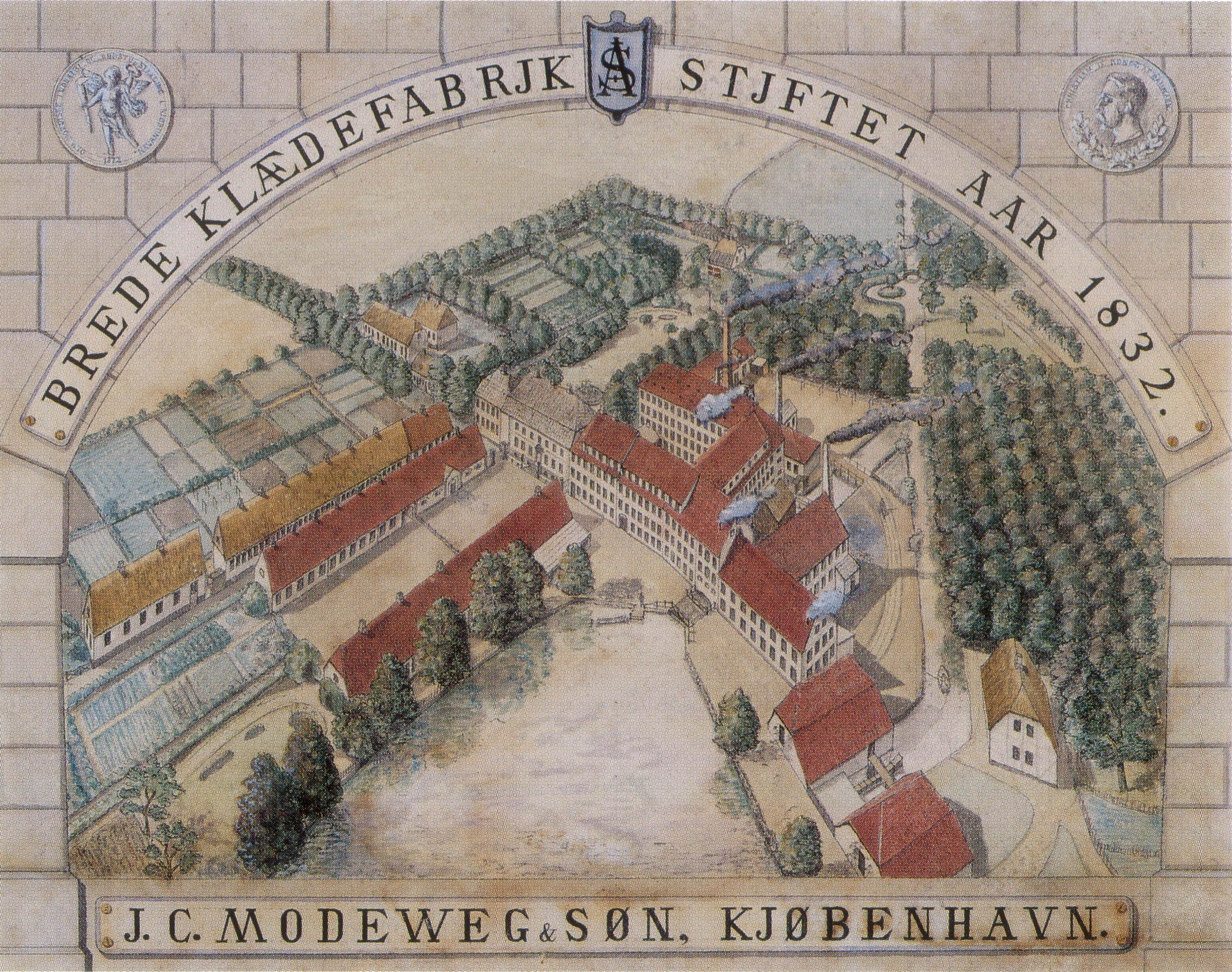 By 1880 the mill buildings to the east of the house had been rebuilt and looked much more like a factory.