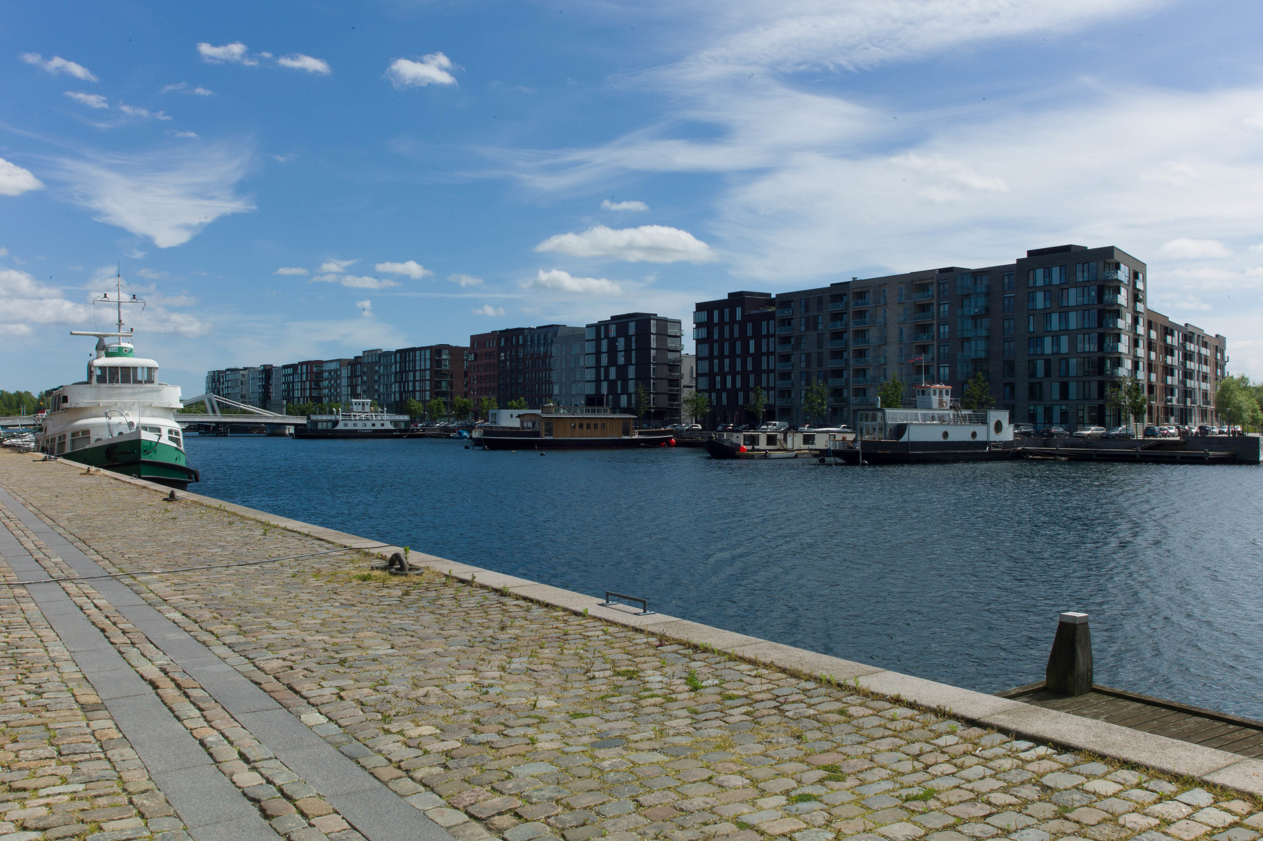View of the new apartments at the south end of the inner harbour at Sluseholmen from the Teglholmen side