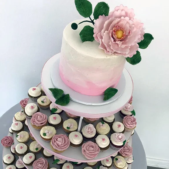 Pink Floral Wedding Cake