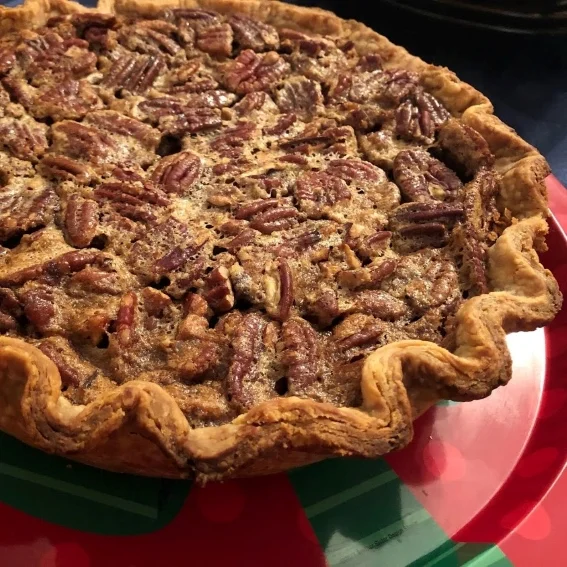 Classic pecan pie with extra flaky crust