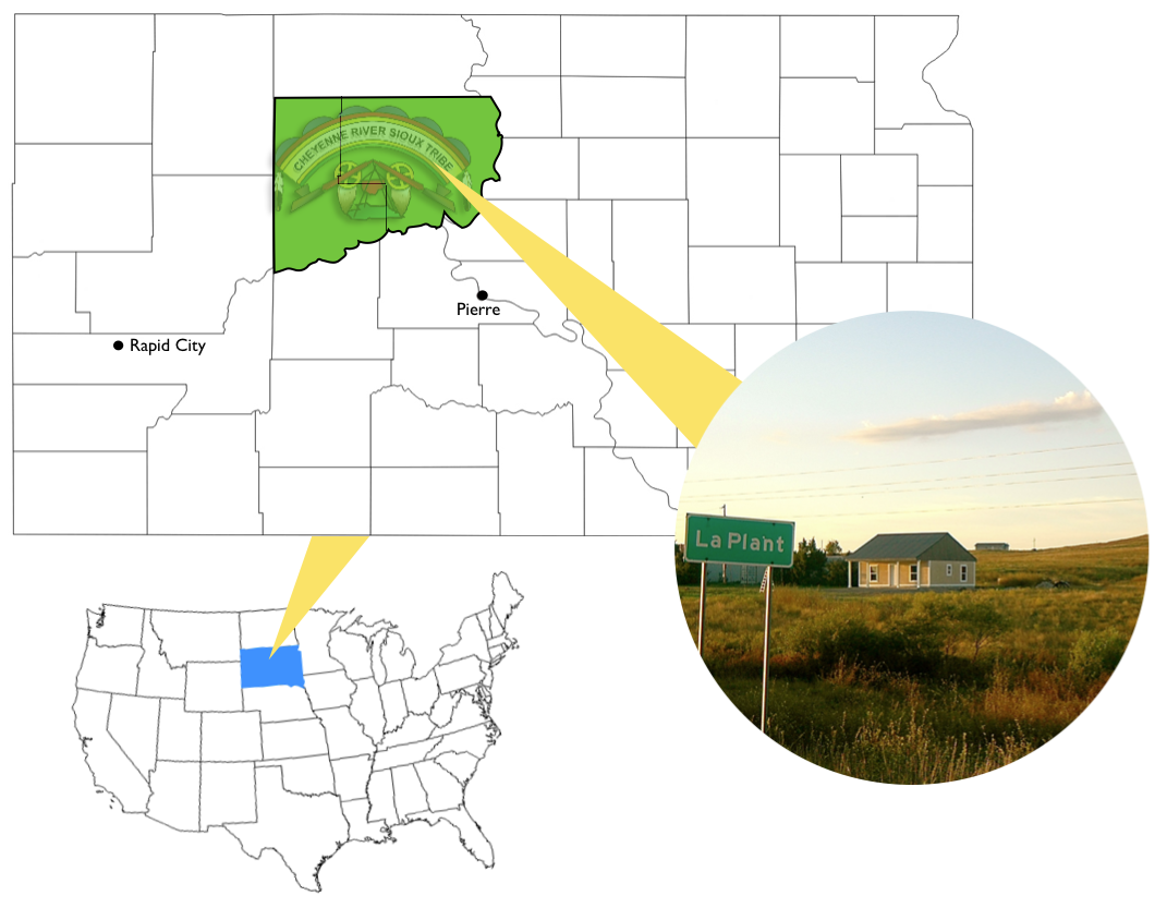 The Place: La Plant, South Dakota, in context. (Photo illustration by A. Gross, courtesy of Simply Smiles Inc.)
