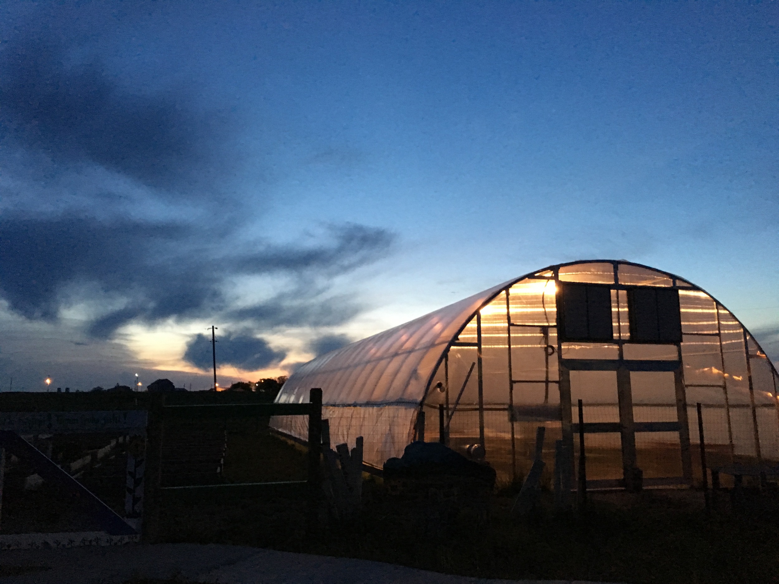 We've got power! The greenhouse is now electrified, which means lights, heat, and ventilation for a longer growing season! (A. Gross, May 2016)