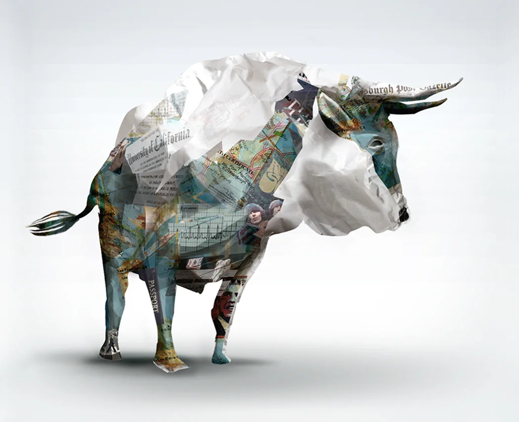 Paper Bull with Magazines