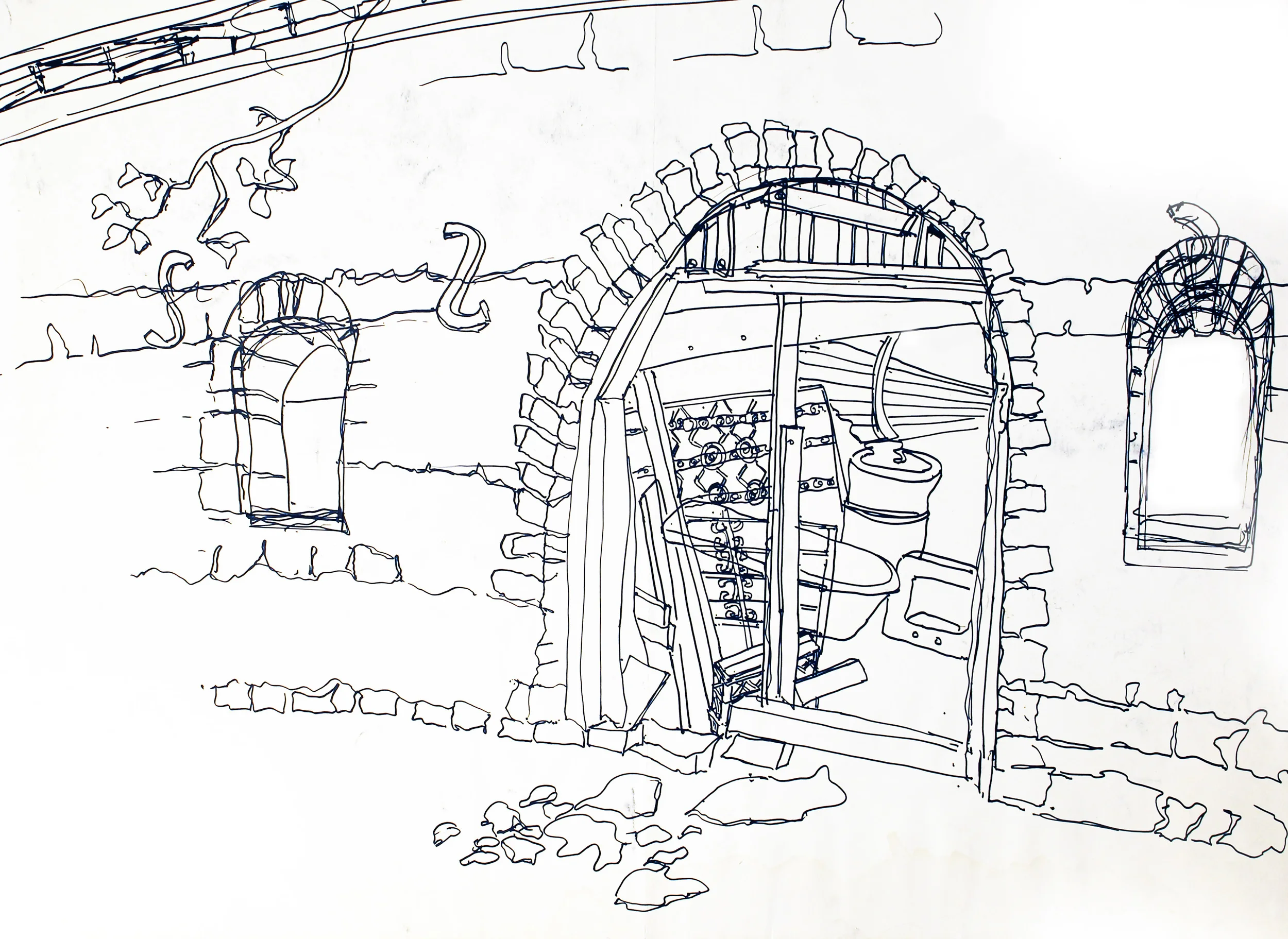  Medium: ​Ink contour drawing  Dimension: 18" X 32" 