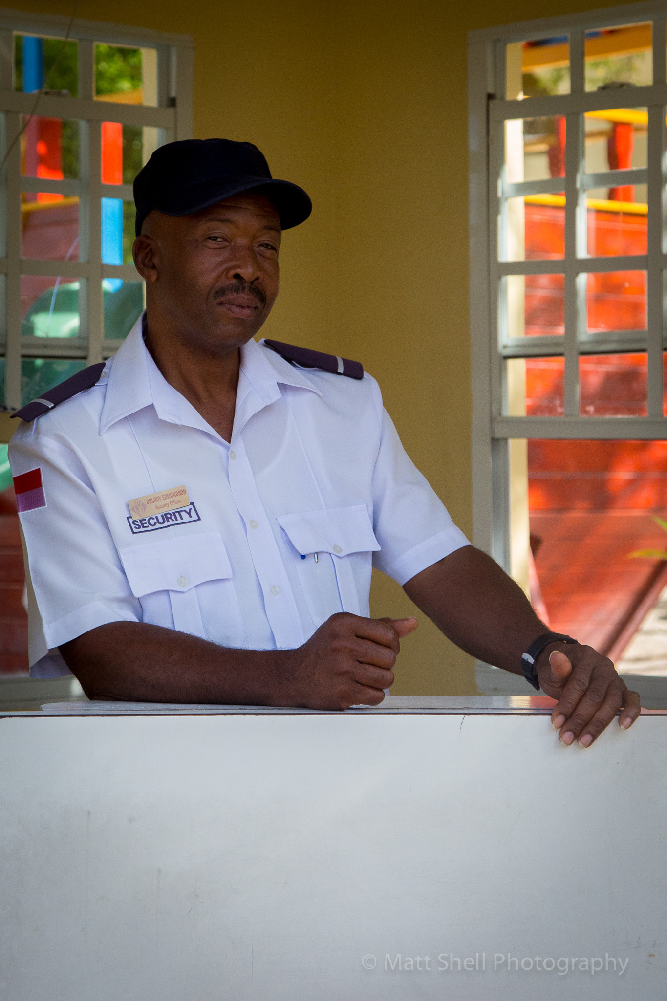 With security like this, it's amazing there's any crime on the island. I mean look at this guy... tough as nails... and the nicest guy ever.