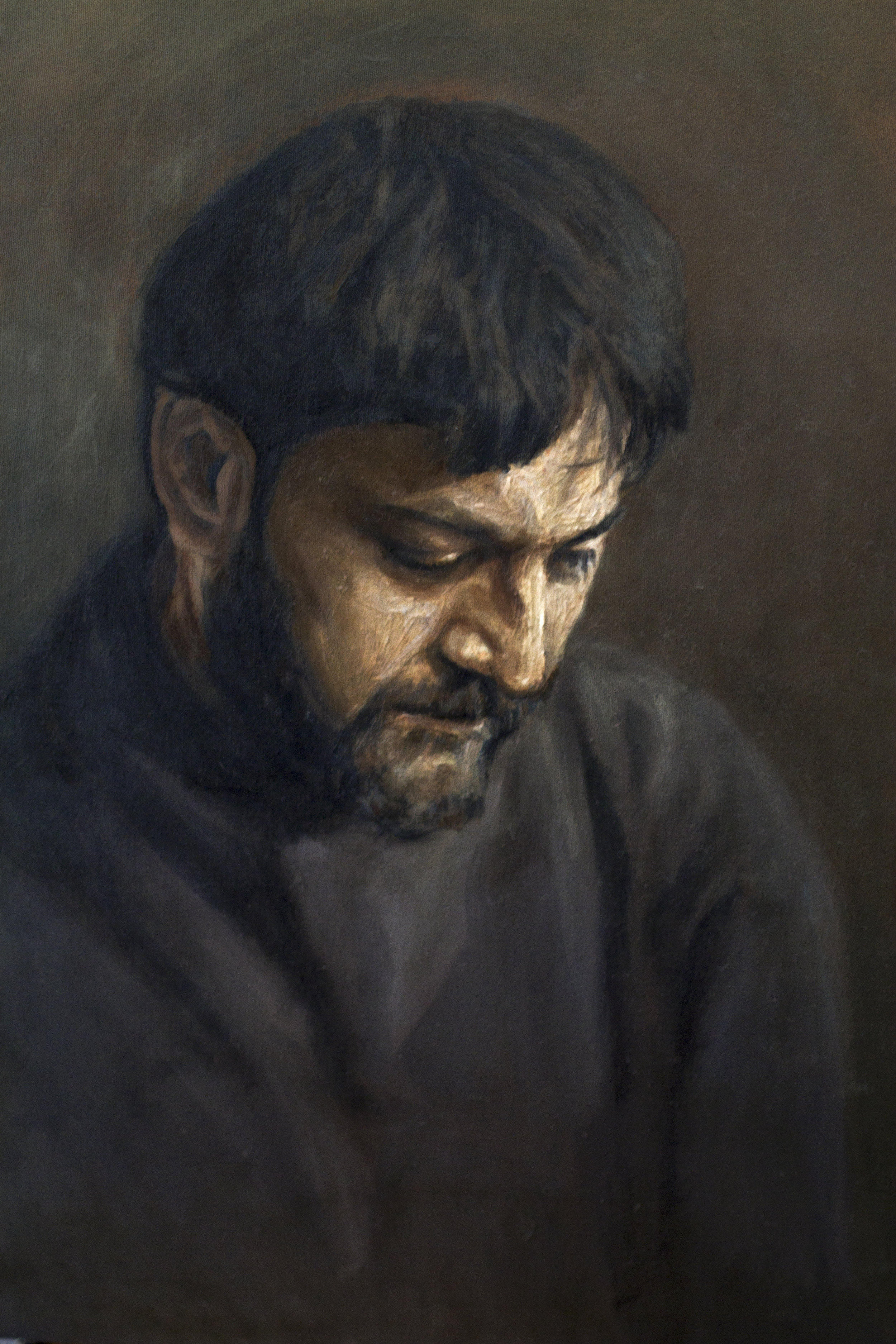 Self Portrait Oil on canvas 18” x 32” Kolkata, 2010