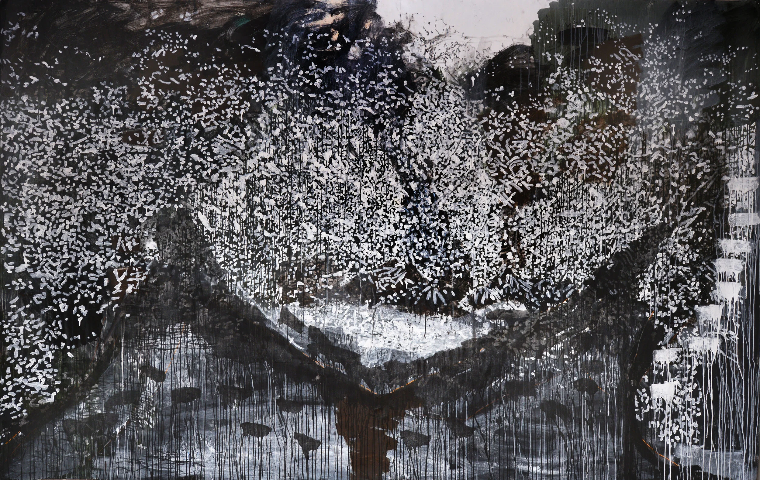 A Join in the Road (2016), house paint on paper, 10ft x 7ft