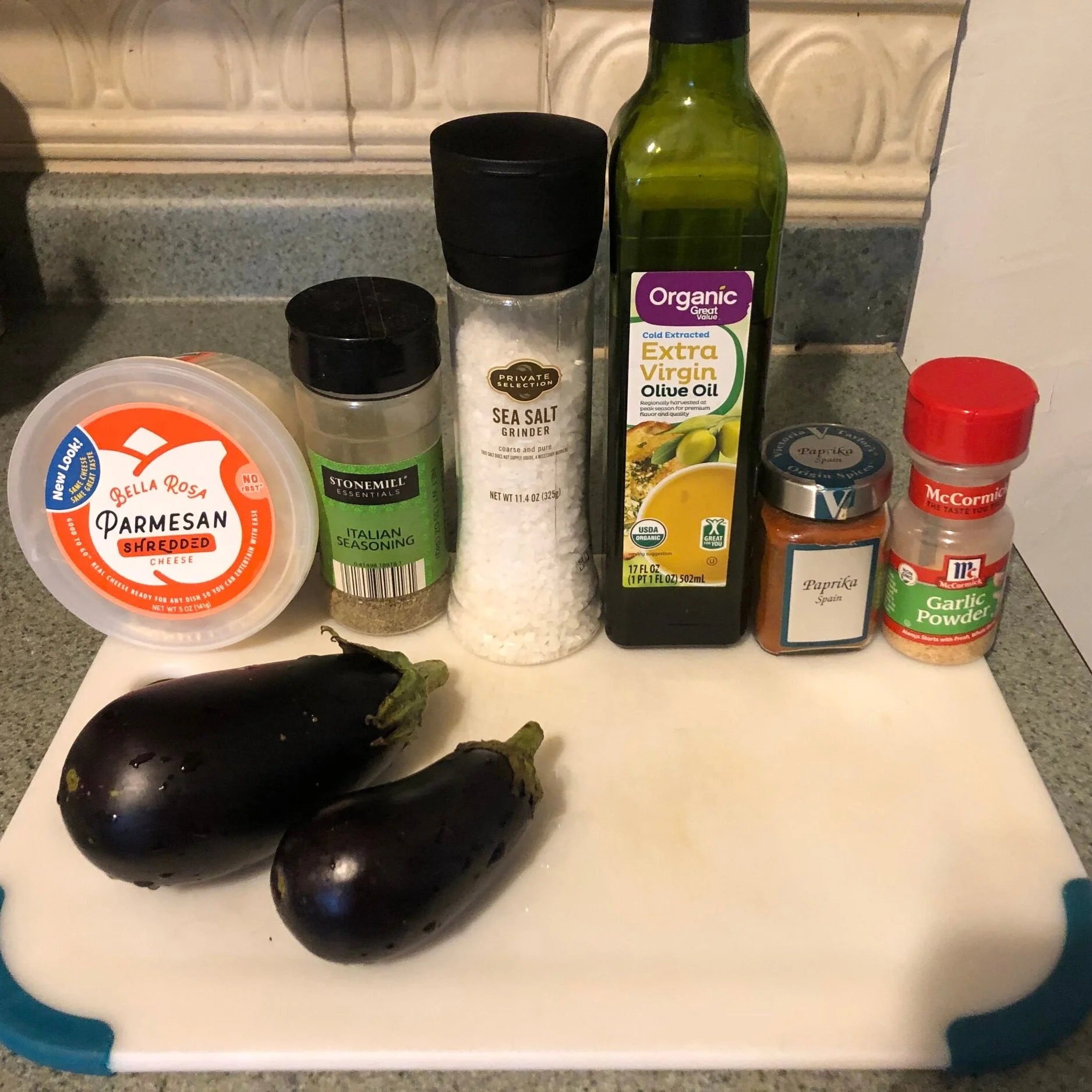  These are the ingredients you will need to prepare this dish, minus the bread crumbs. They were toasting in the oven when I took this picture. 