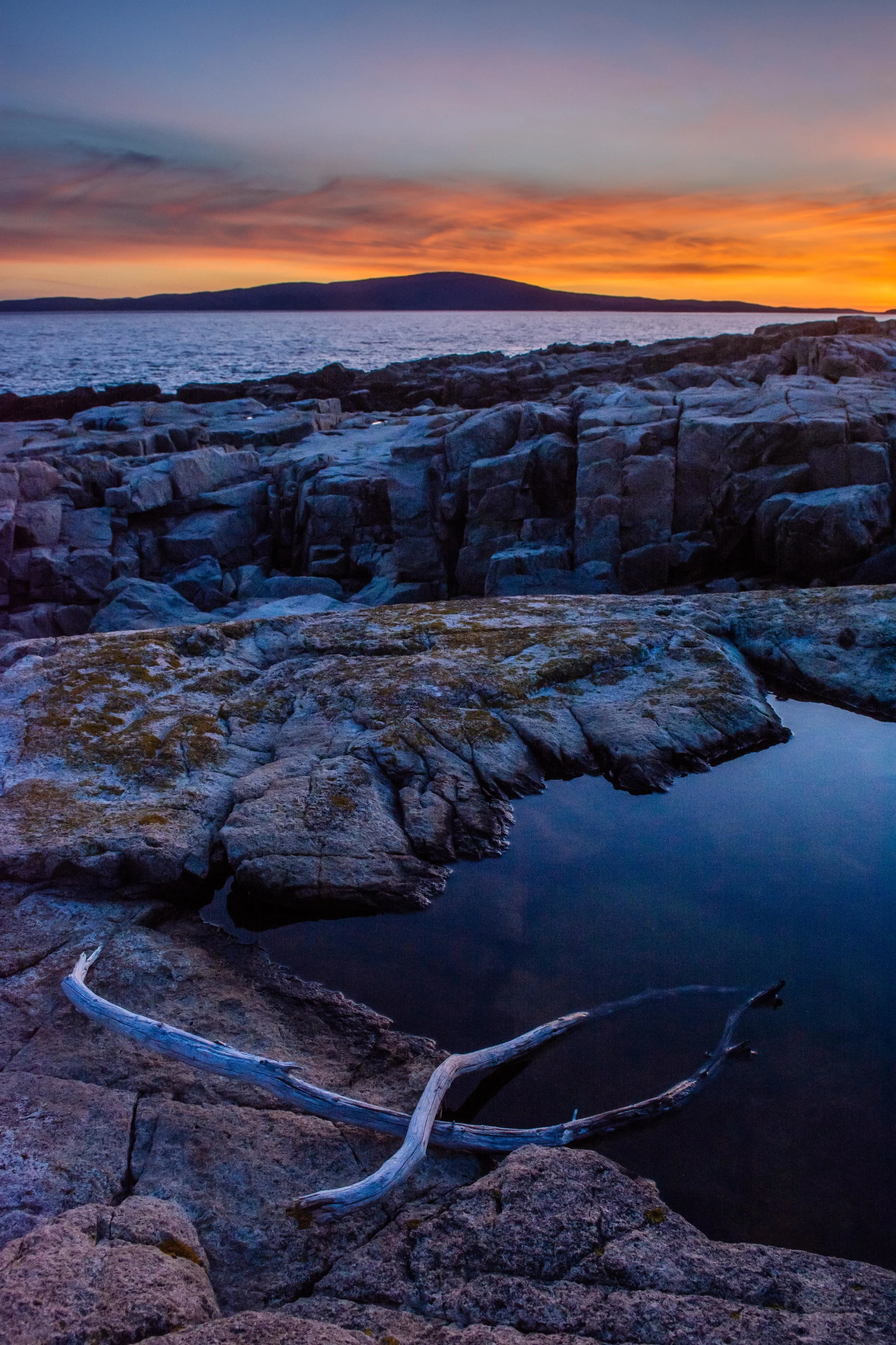 A view of Mt. Desert Island from Schoodic Point.