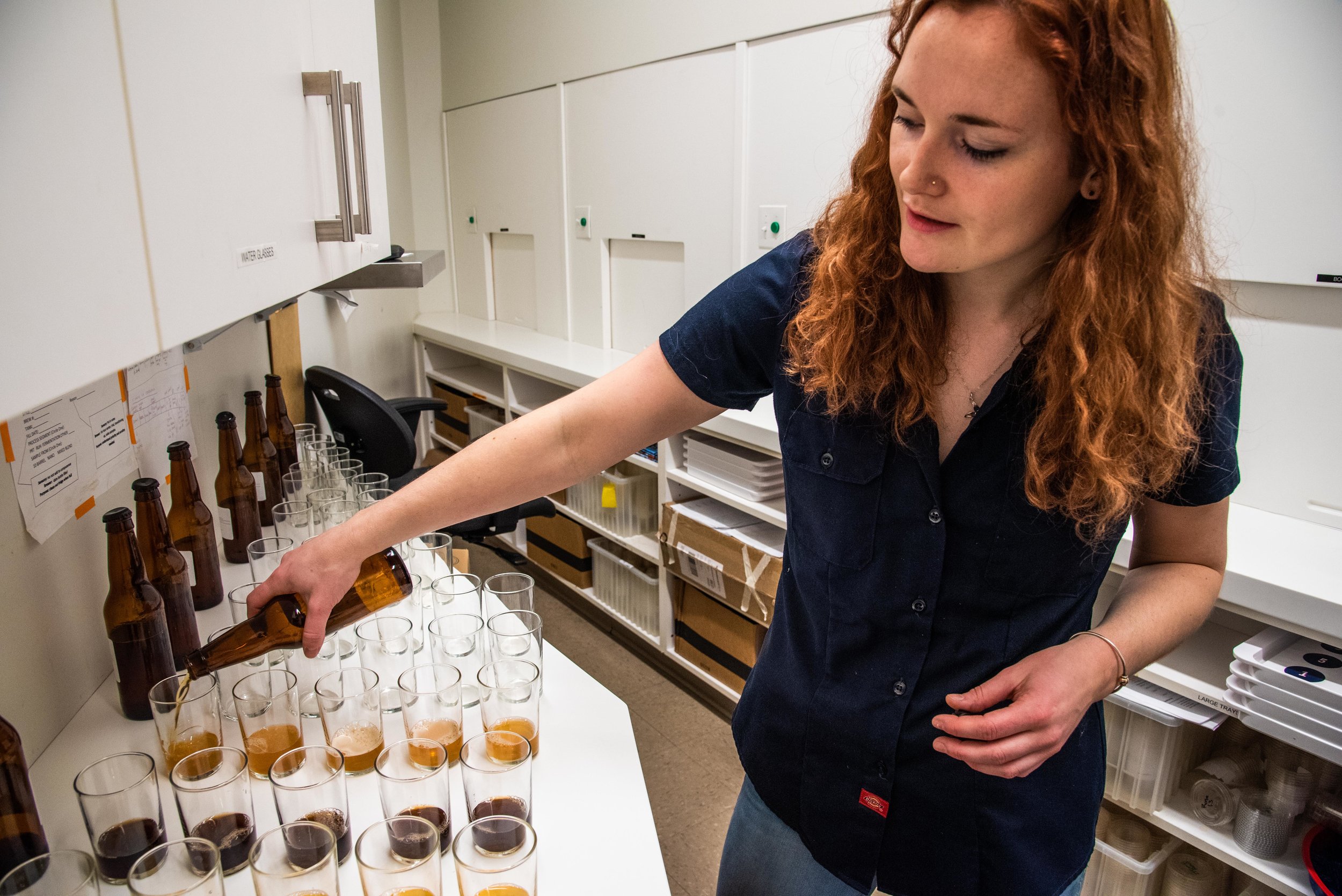 Lily Flynn, Biology ’19, works as a sensory lab co-op at the Boston Beer Company.