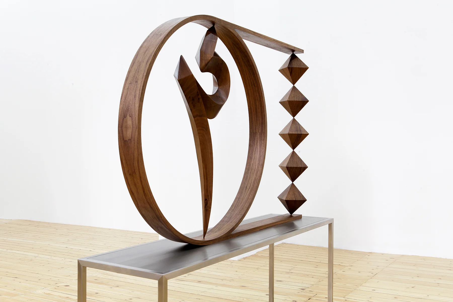   "Unknown Letter I"   2015  wood on steel table  162 x 162 x 42 cm 