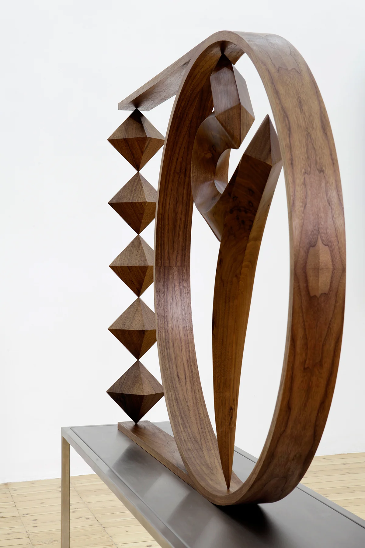   "Unknown Letter I"   2015  wood on steel table  162 x 162 x 42 cm 