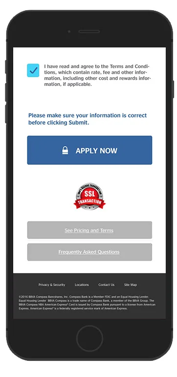 6. Verifications of terms and security aim to remove any final barriers to applying, however, options are provided to clarify any last-second concerns.