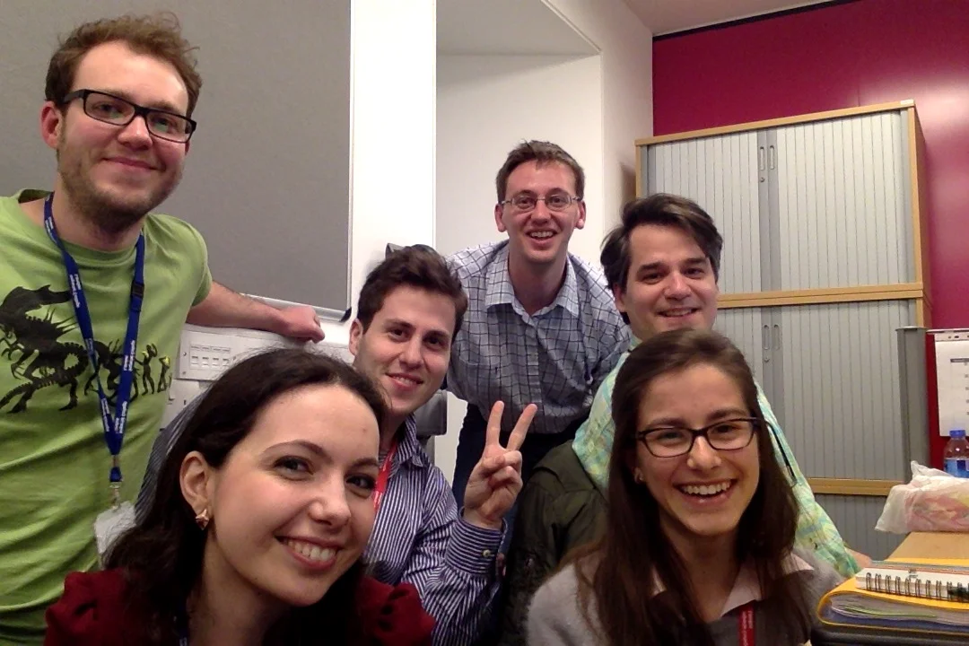From left to right: Front: Muge and Irene. Back: Ben, Antonis, Simon, and Ernesto...sometime after the Oscars ceremony 2014