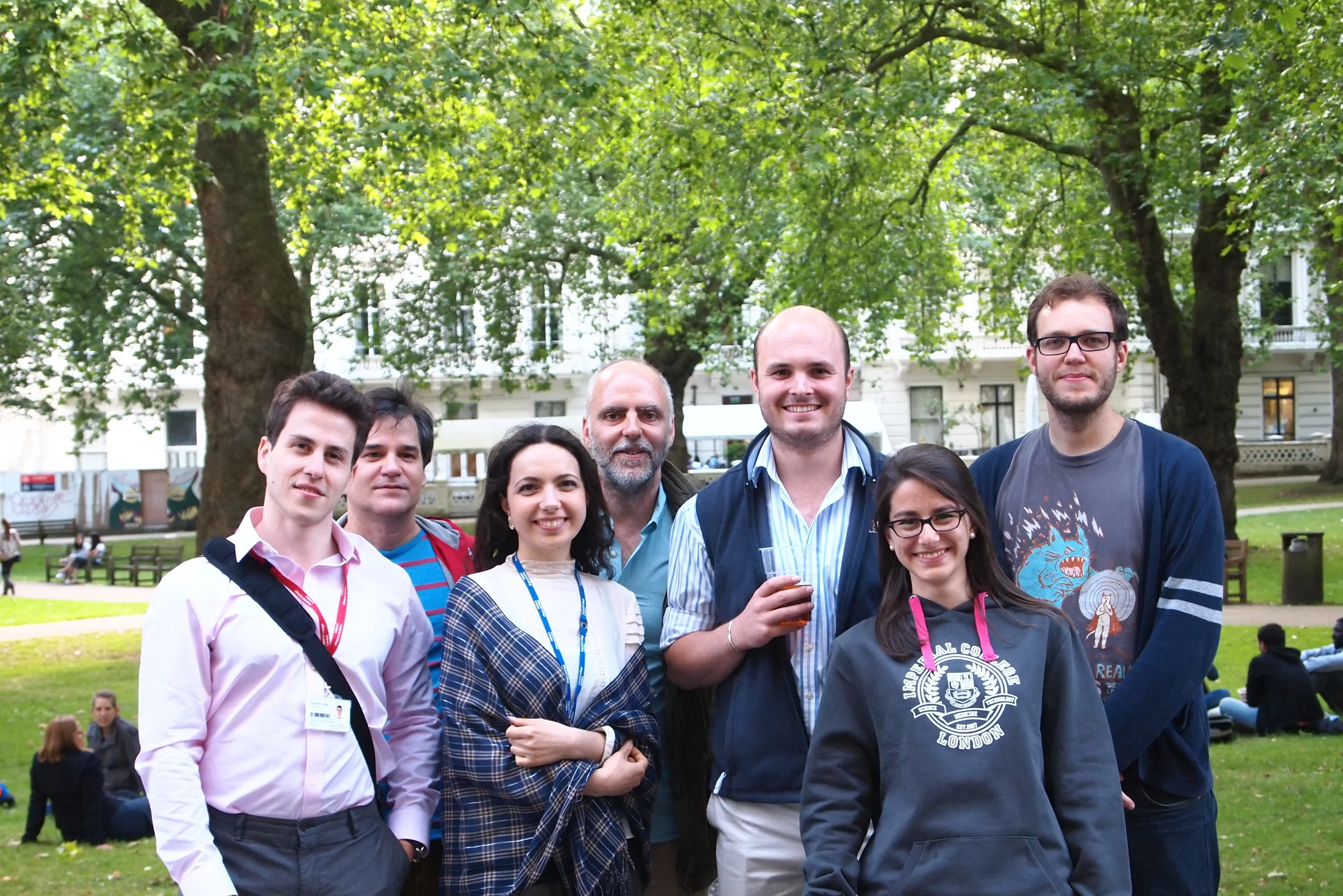  Irene's farewell drinks, 2014. From left to right: Antonios, Ernesto, Muge, Mario, Will, Irene, Ben 