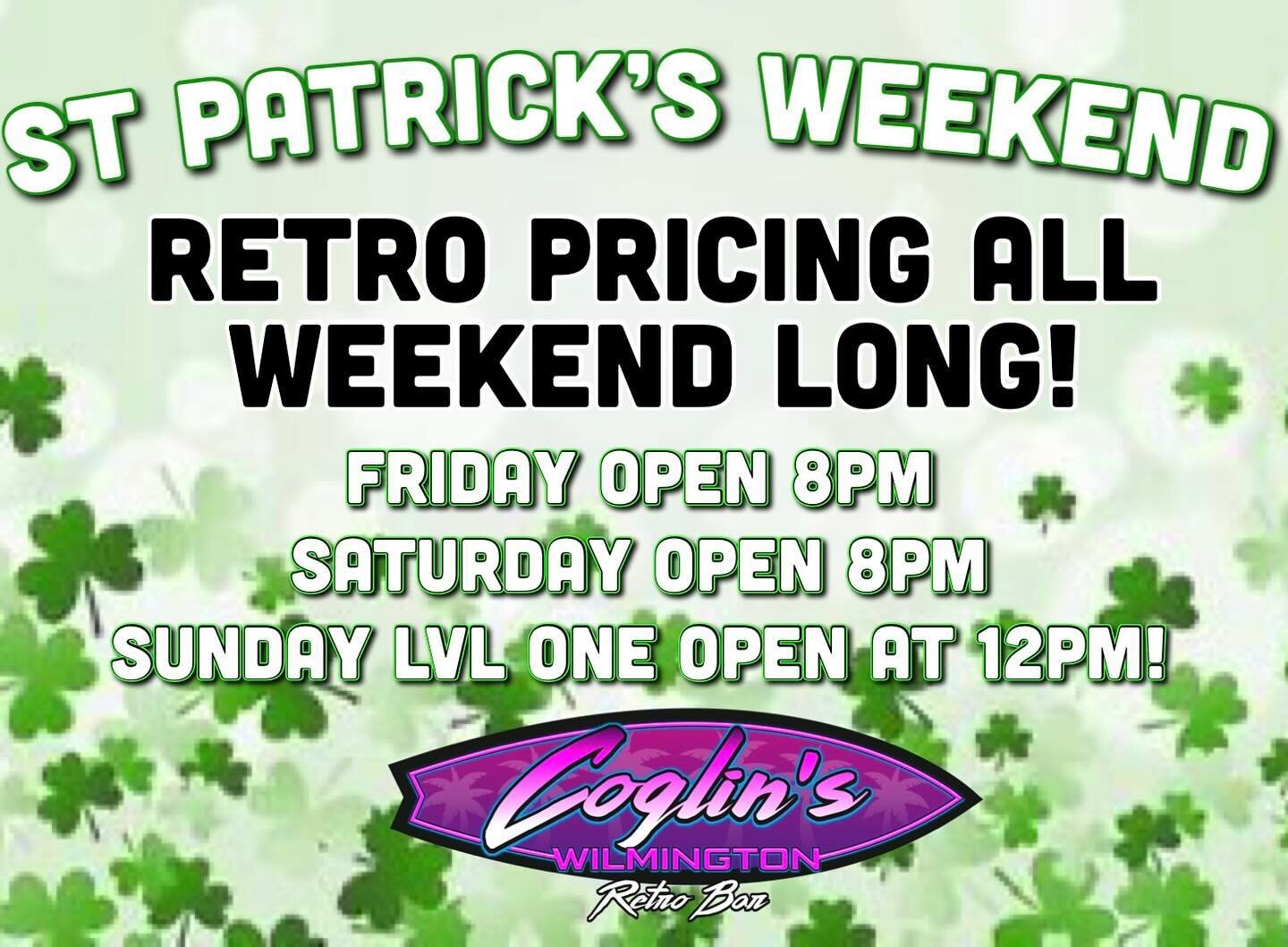 Coglin&rsquo;s is throwing the ultimate party this St. Patrick&rsquo;s day weekend- and it&rsquo;s happening three days in a row!

Come on out for $4 wells, $4 domestics and $5 select premium liquor all weekend long!