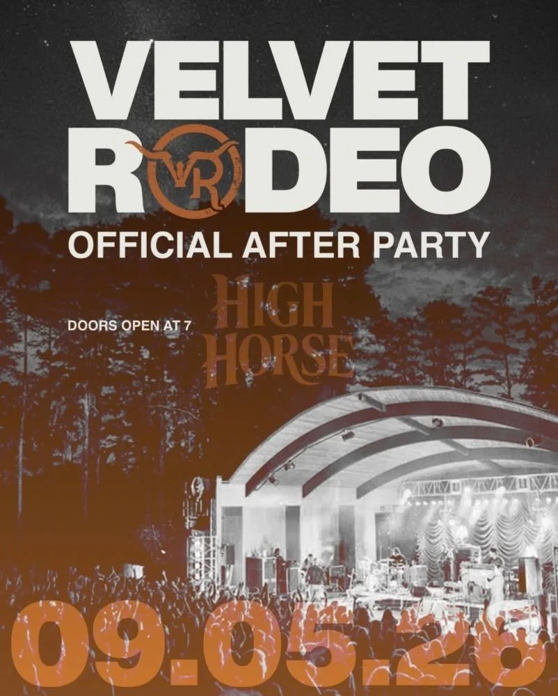 The OFFICIAL Velvet Rodeo after party is happening here at High Horse with some very special guests! 👀 Join us for the after party of a lifetime after A Night For Heroes at Greenfield Lake Amphitheater.

Doors open at 7pm. We'll see you after the sh