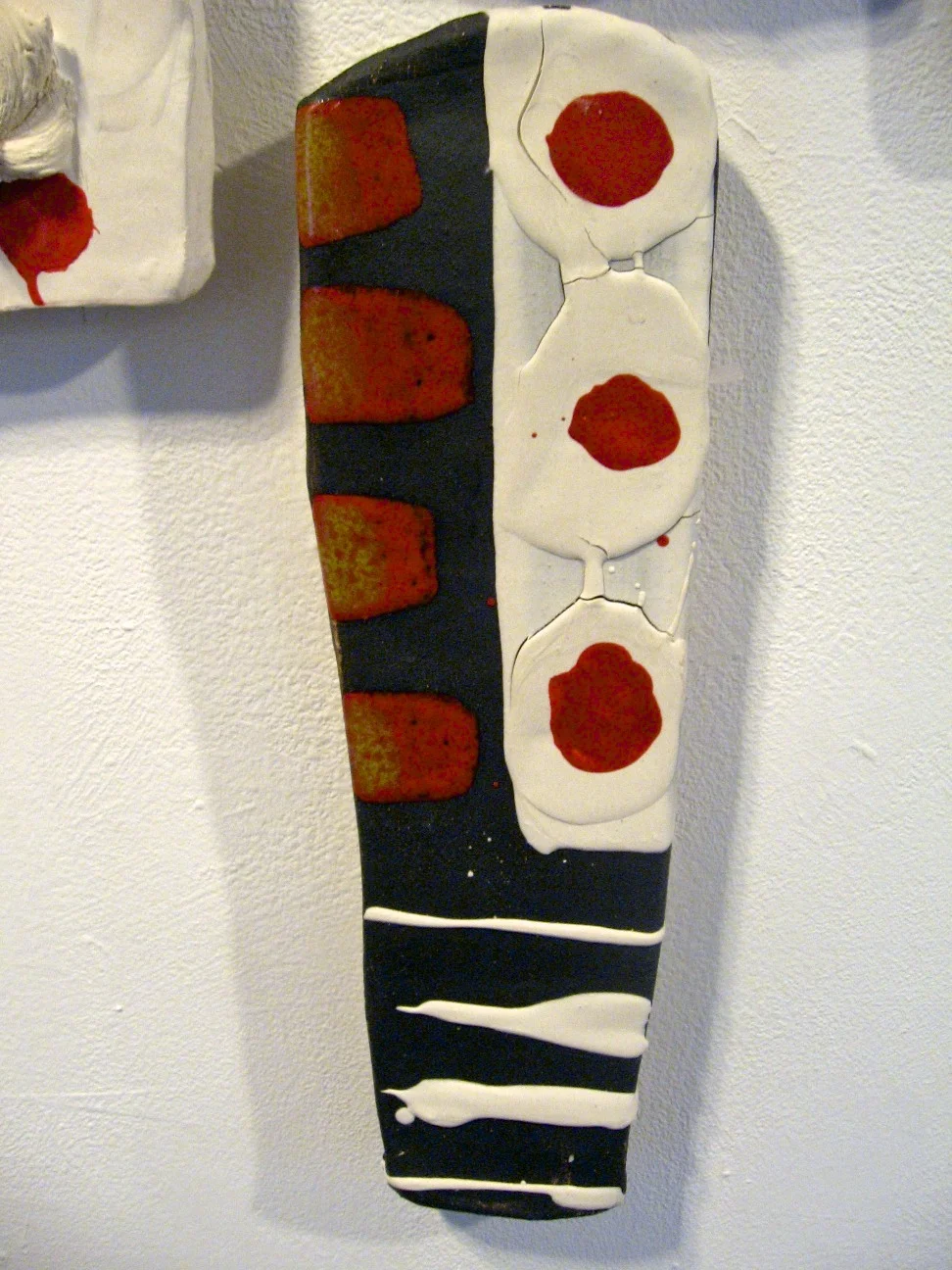 detail - Block and Strips: ‘selection and choice, found and realized, mine and yours - № 1’, stoneware, black clay, porcelain, glass, glaze, cone 6 oxidation, 6’ x 4’ (dimensions variable), 2009