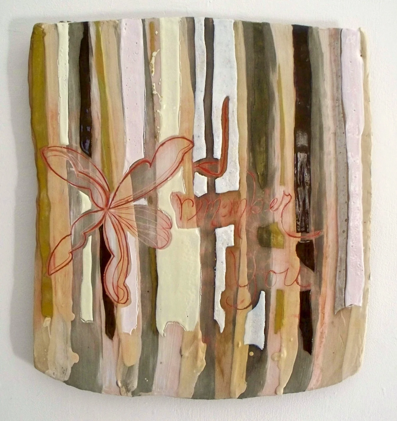 Coded Memory Tile: ‘loving family’, stoneware, colored slip, majolica glaze, cone 04 oxidation, 23.5” x 21” (dimensions variable), 2008