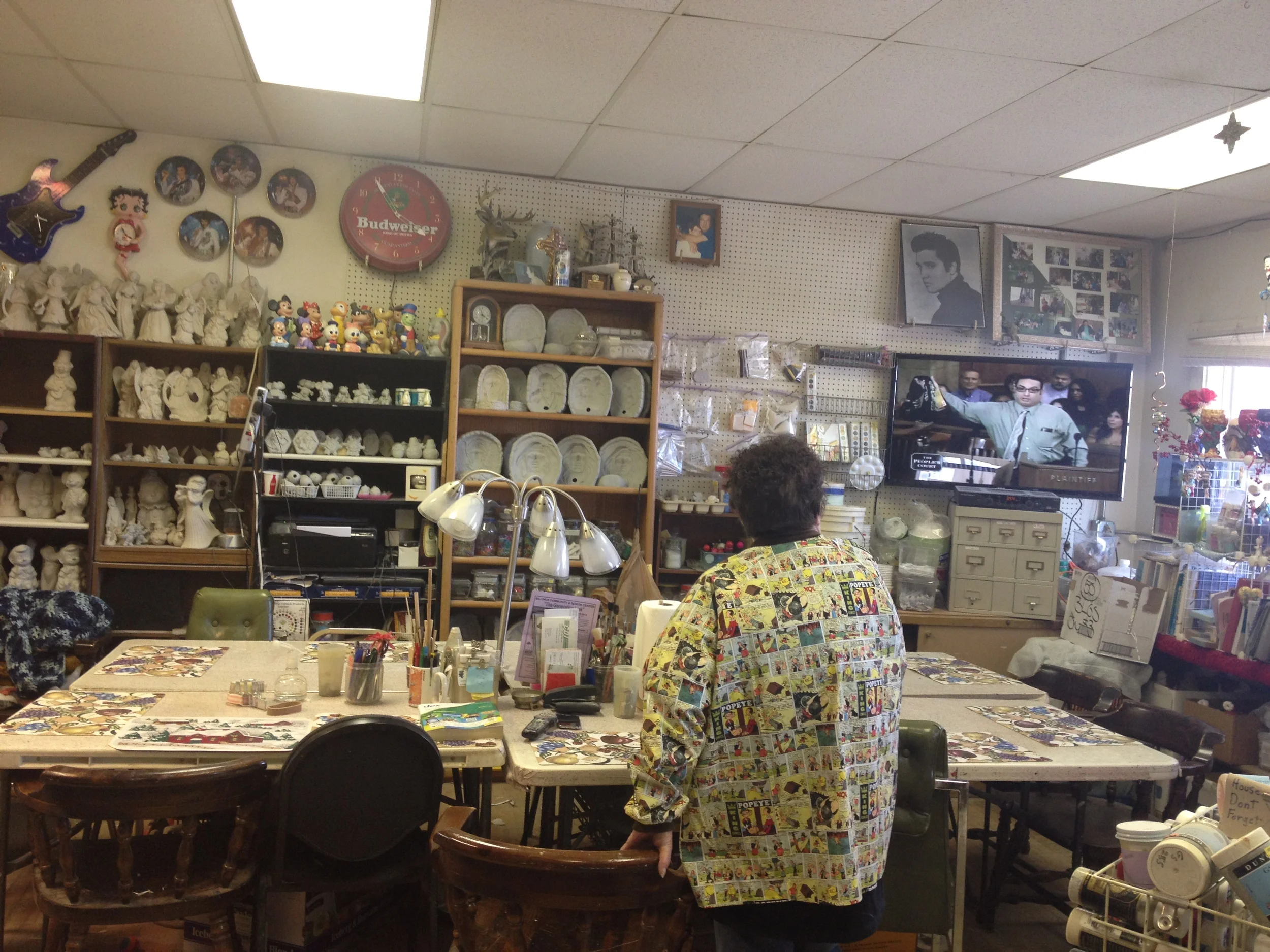 Here is where the glazing/painting of the slip caste molds takes place...