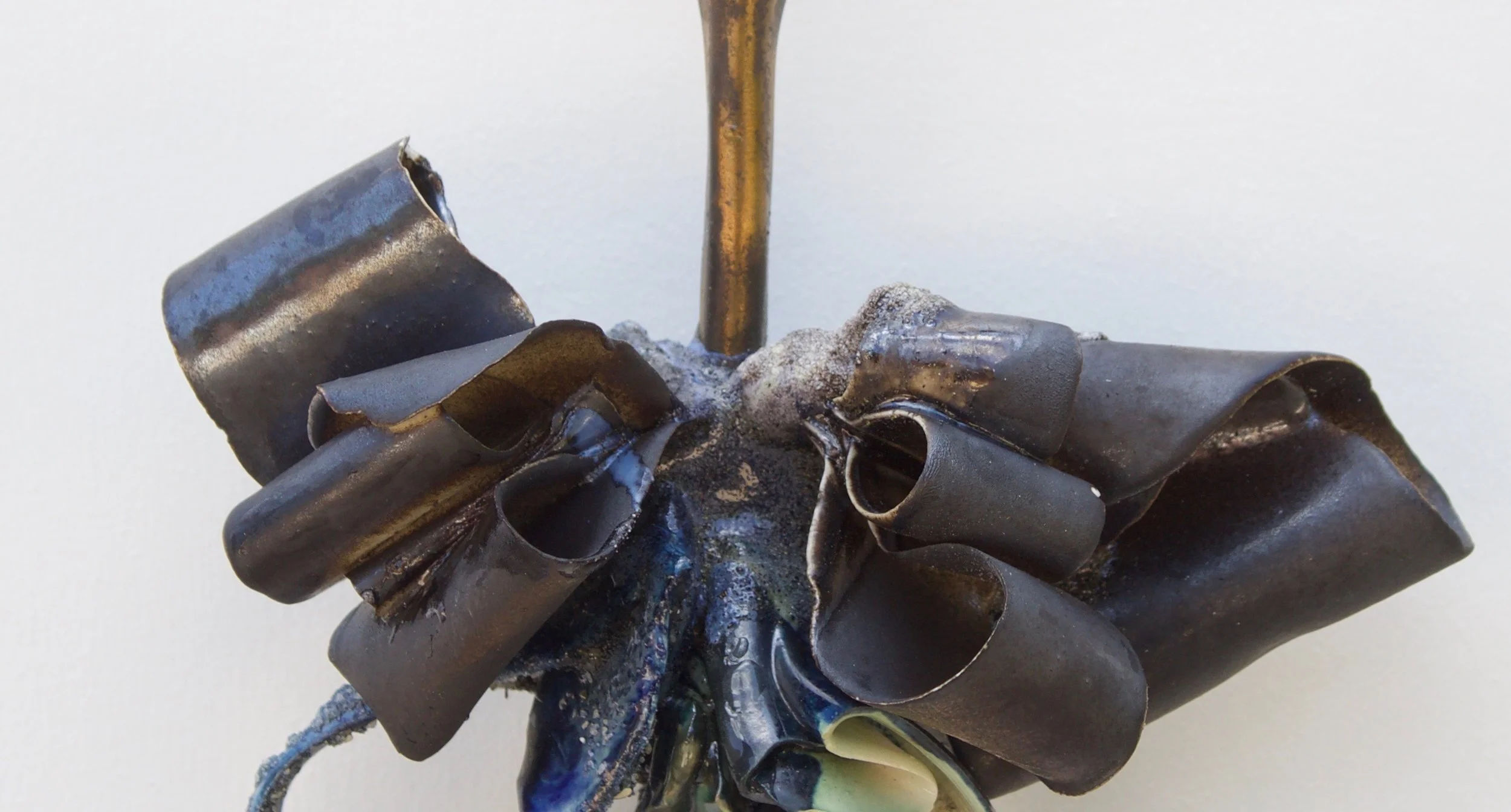 Detail - Memory Spoon: ‘Georgia Gilmore and the Club from Nowhere’, Porcelain, Paper Clay, Glass, Silica Sand, Black Sand, Resin, 9.5” x 4” x 1.5” , Cone 6 Oxidation, 2018 (dimensions variable)