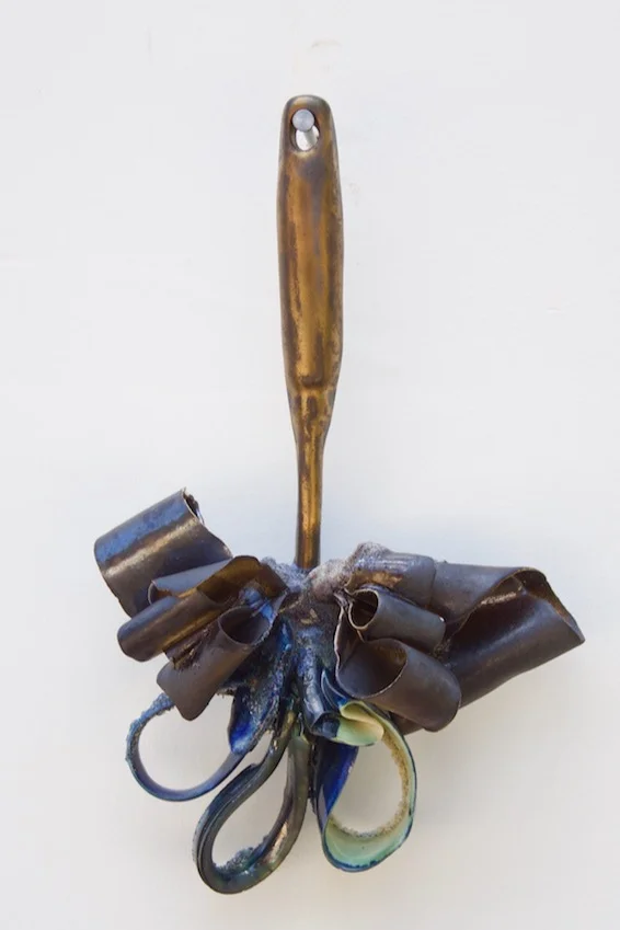 Memory Spoon: Georgia Gilmore and the Club from Nowhere, Porcelain, Paper Clay, Glass, Silica Sand, Black Sand, Resin, 9.5” x 4” x 1.5” , Cone 6 Oxidation, 2018 (dimensions variable)