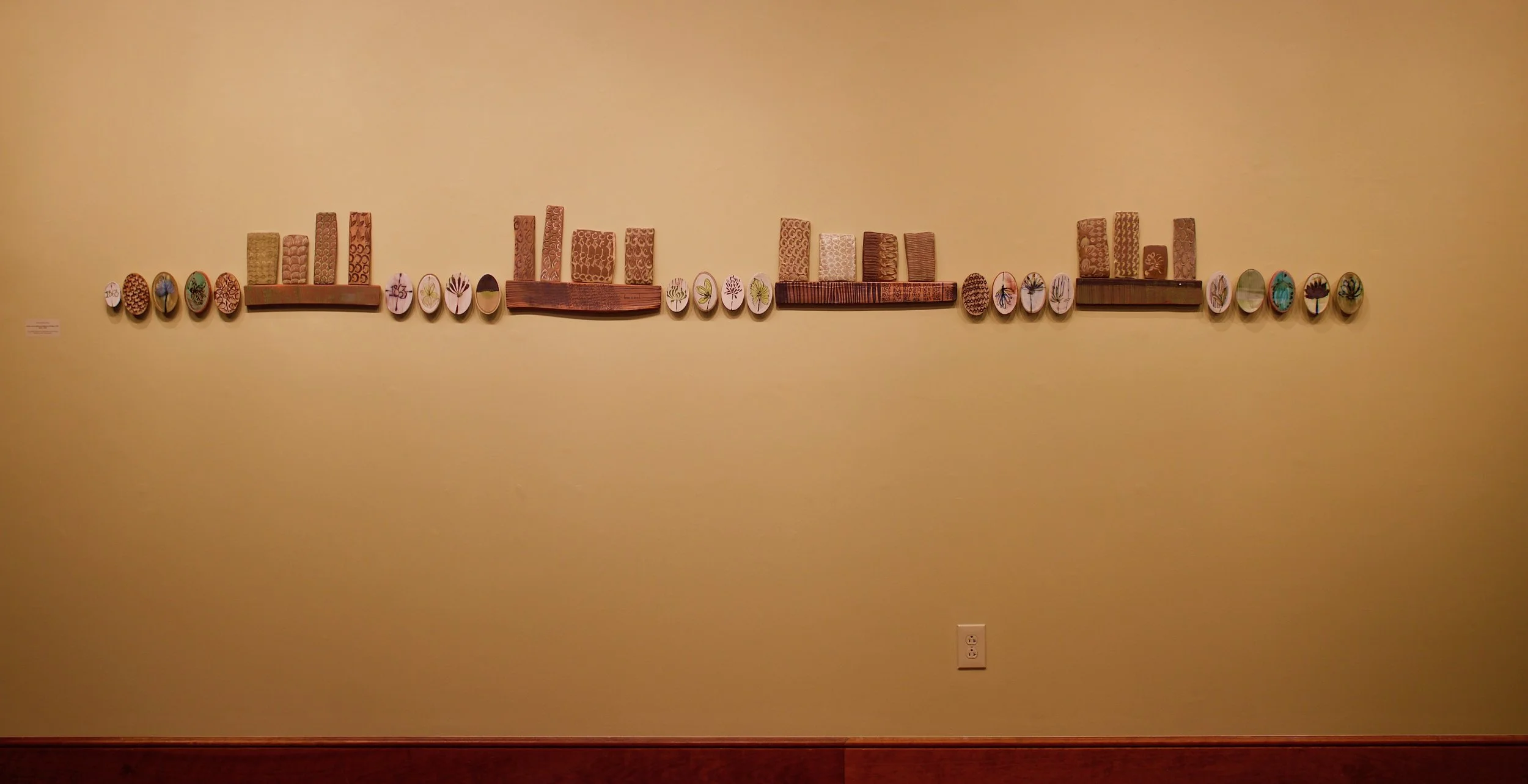 Front View - Coded Timeline: ‘all the resourcefulness of Elleanor Eldridge (1785-1865), Stoneware, Earthenware, Cone 04 Oxidation, Cone 6 Oxidation, Cone 10 Reduction, 2018 - Chotsani Elaine Dean