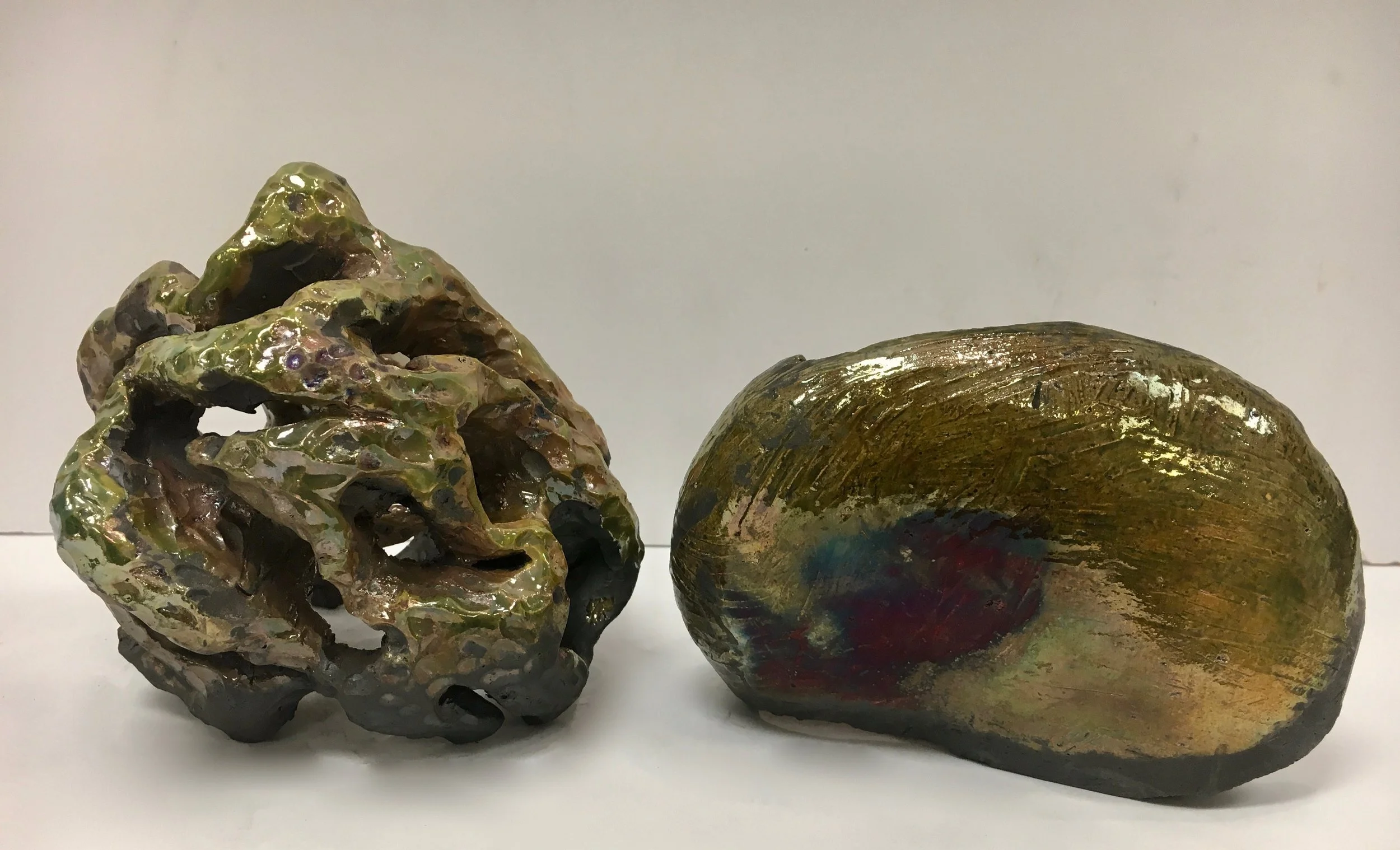 Ceramics 1 Hand Building Student Work - Earthenware, Raku Firing
