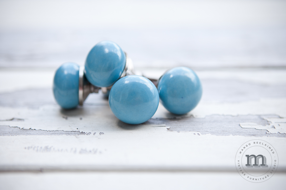 Small Blue Ceramic Knobs