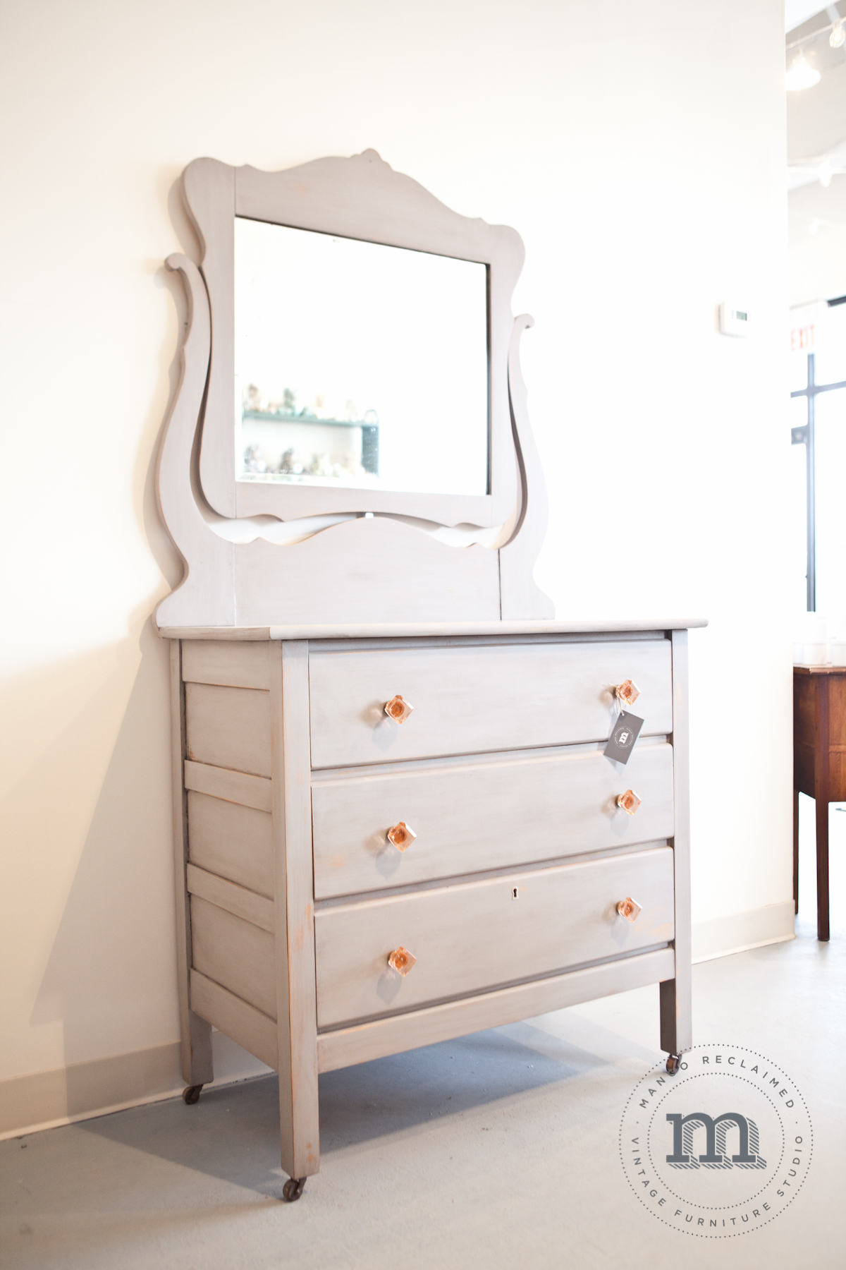 Painted in van Gogh 'chivalry', lightly distressed, covered with natural beeswax and then french caffeine beeswax for extra character. Currently available, $475.